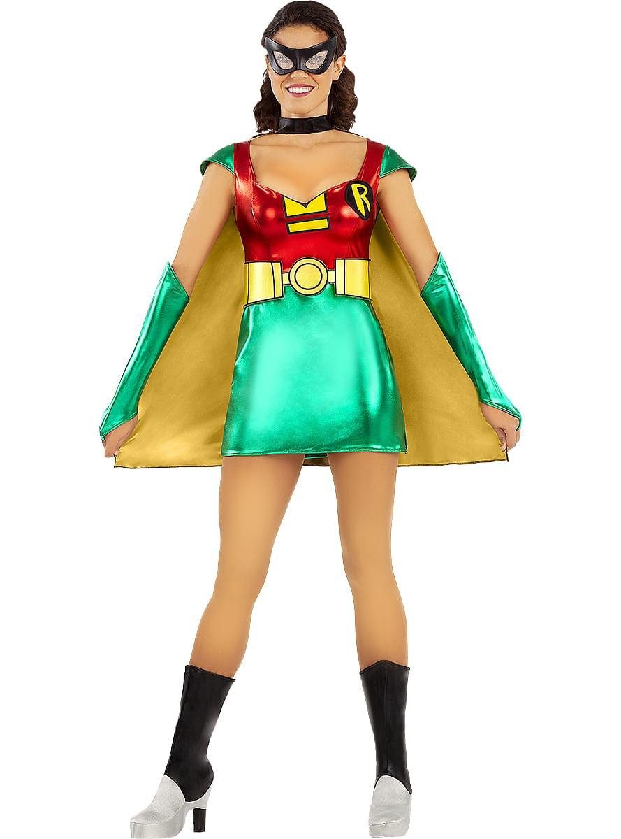 Funidelia Kostüm Teen Titans – Robin Kostüm für Frauen, Superheldenkostüm im Stil der Comicserie 'Teen Titans'