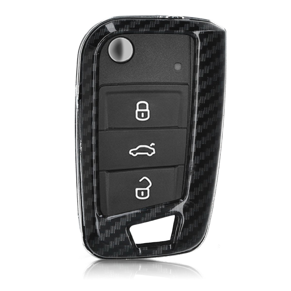 7 Hülle Schlüsseltasche VW Autoschlüssel Schwarz kwmobile Schlüsselhülle Schutzhülle Hardcover Golf für MK7,