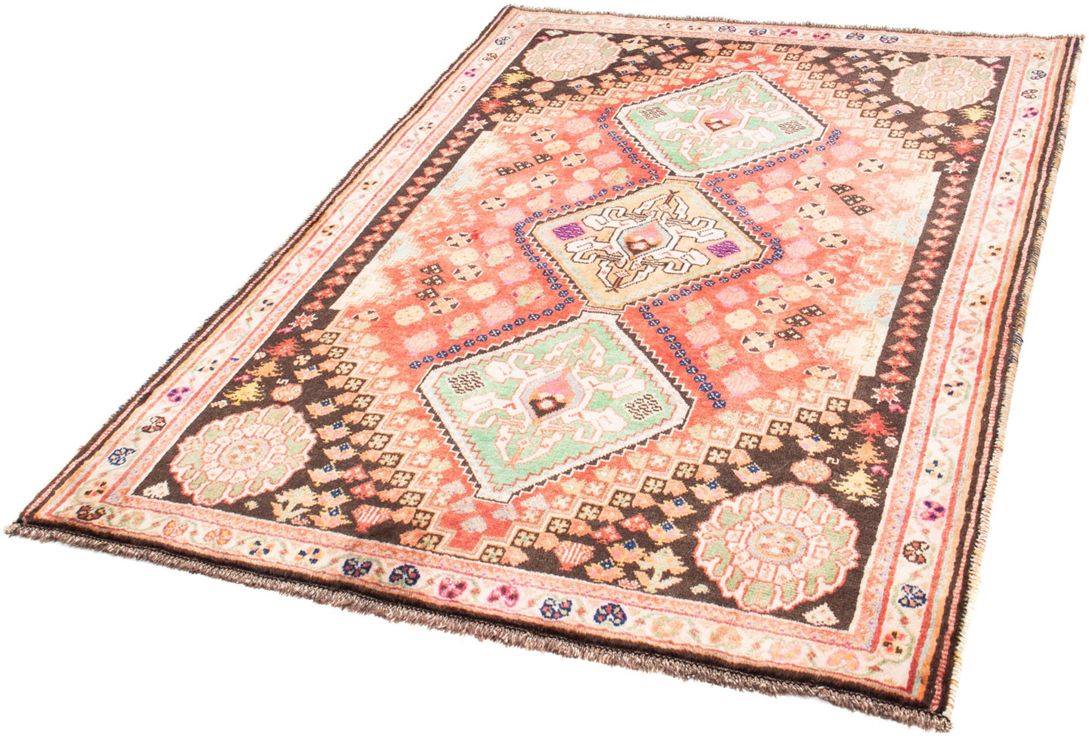 Orientteppich Perser - Nomadic - 162 x 116 cm - rosa, morgenland, rechteckig, Höhe: 10 mm, Wohnzimmer, Handgeknüpft, Einzelstück mit Zertifikat | Kurzflor-Teppiche