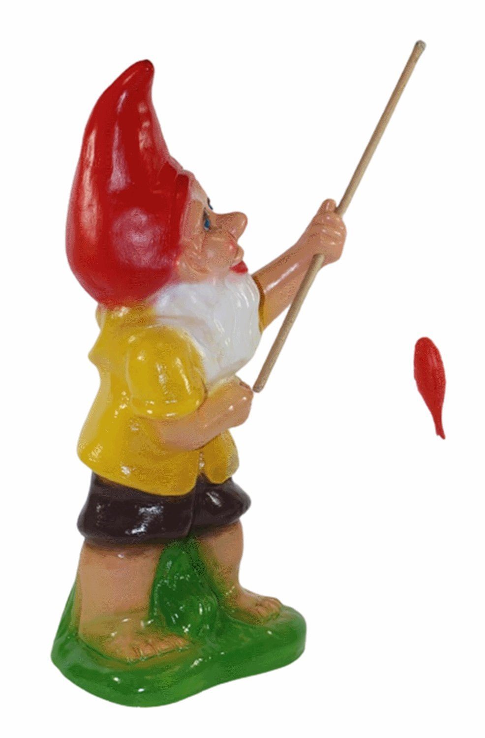 mit Gartenzwerg Fisch Schneider Figur aus Angel Angler stehend und Kunststoff Gartenzwerg Zwerg Oskar Garten Deko GmbH 35 cm Rakso Höhe