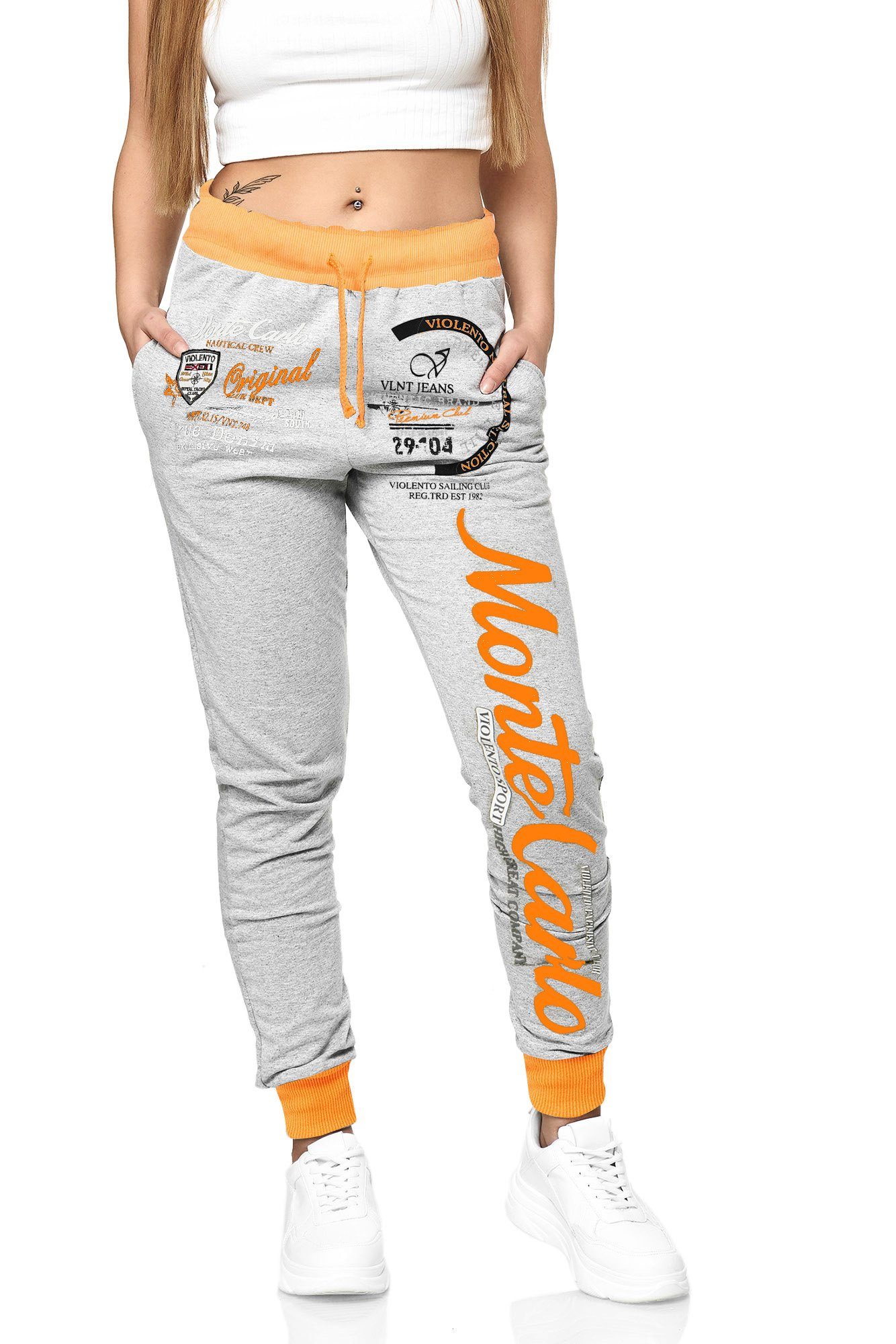 L.gonline Jogginghose Damen Jogginghose, Freizeithose, Sporthose, Monte Carlo 592 (Sweatpants, 1-tlg) mit elastischem Bund