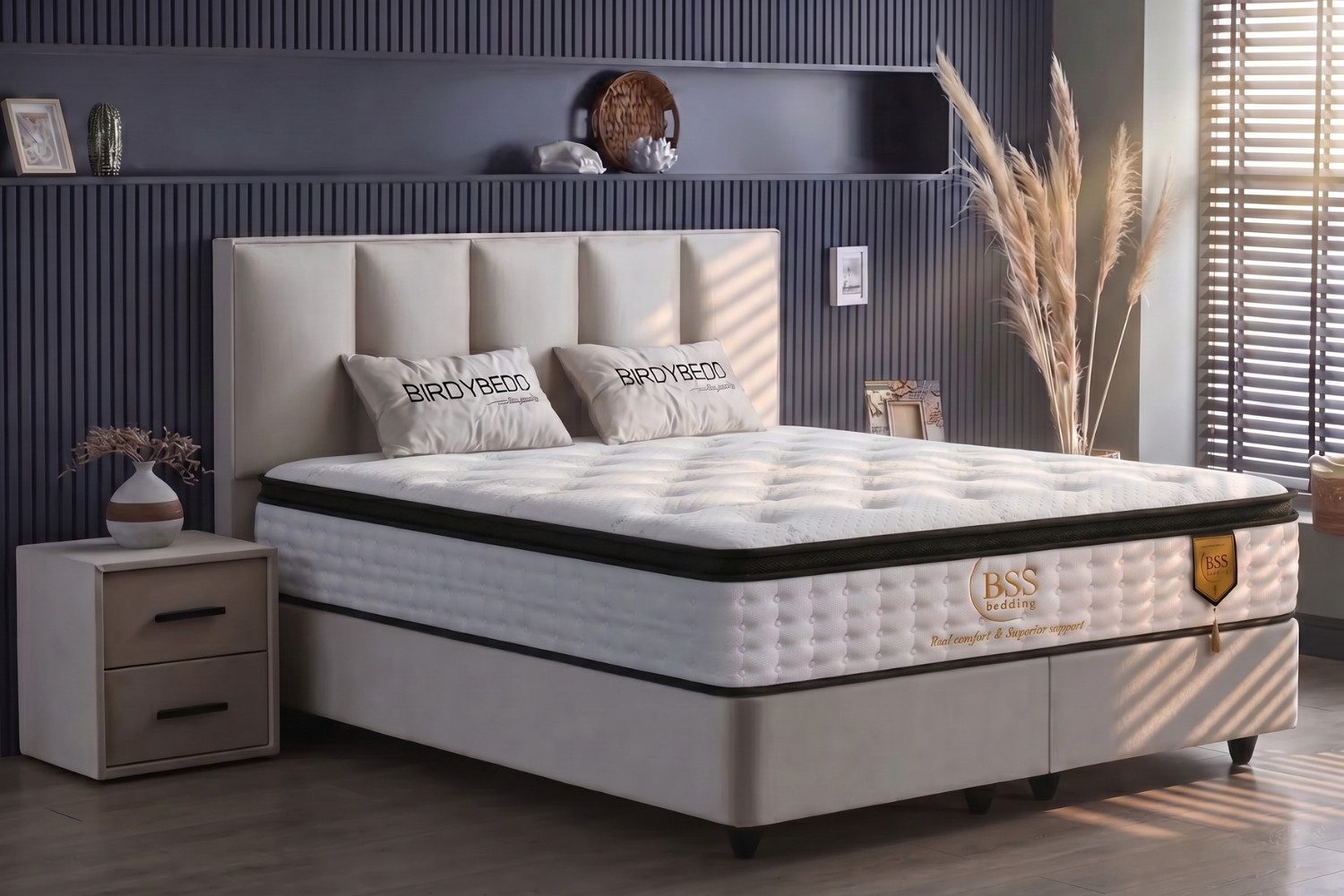 Pointhome Boxspringbett mit Bettkasten, Bett mit Matratze & Stauraum, mit/ohne Nachttisch (140x200 cm, 1 Bettkopfteil, 1x H3 Matratze, 2 Bettkasten, 2 optionale Nachtschrank), Boxbett und Stauraum