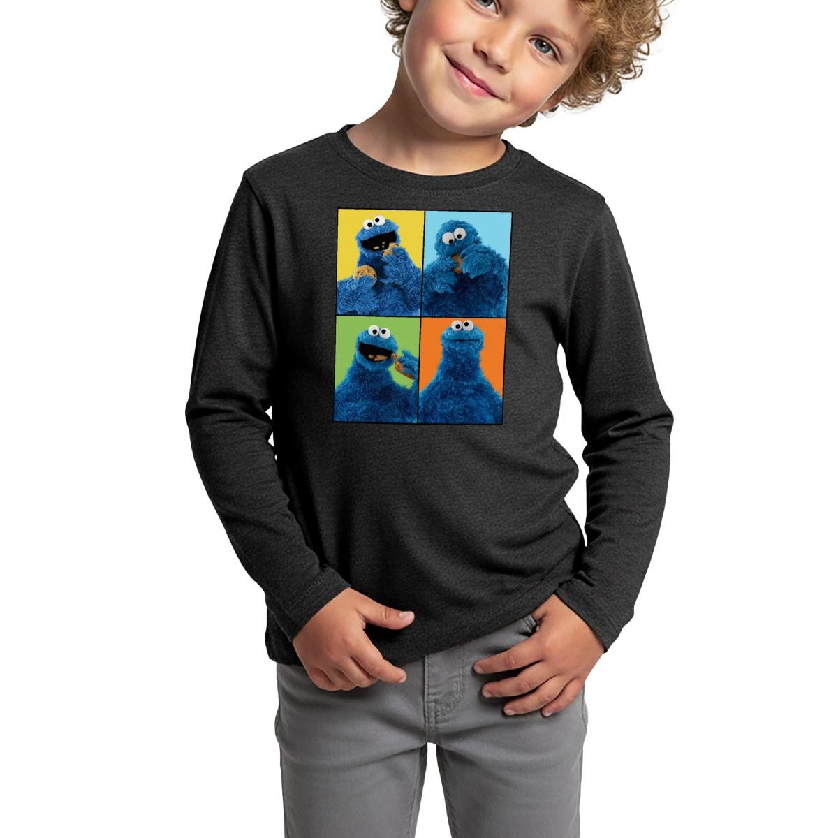 T-Shirt Sesamstraße Krümelmonster Posen Kinder Premium Langarmshirt
