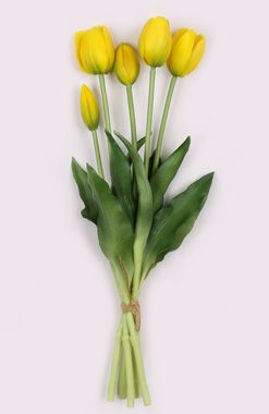 Kunstblumenstrauß Silikontulpen, gelb, wie lebendig, Strauß von 5 Stück, Sarcia.eu