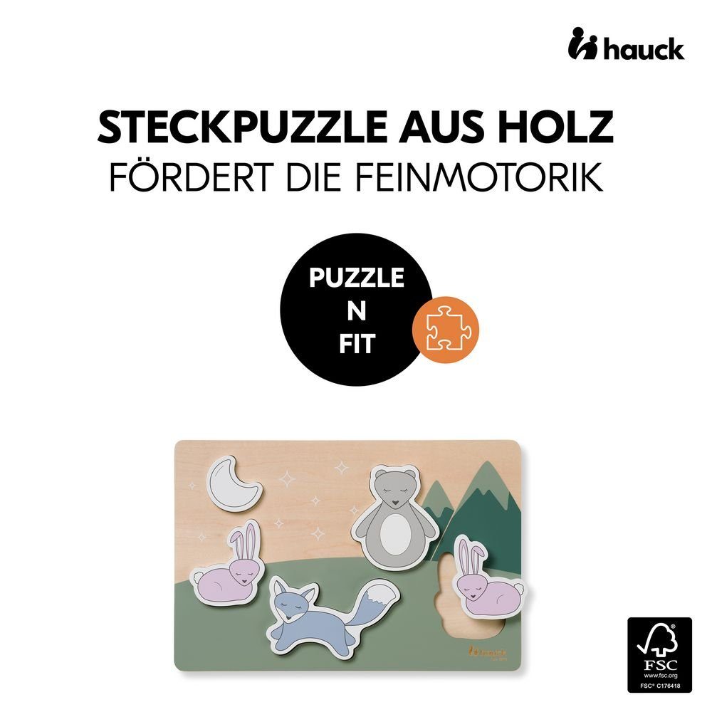 Hauck Steckpuzzle Forest Puzzle für Puzzleteile, 1 Jahr) N - Holz (ab Fit, Puzzle Baby
