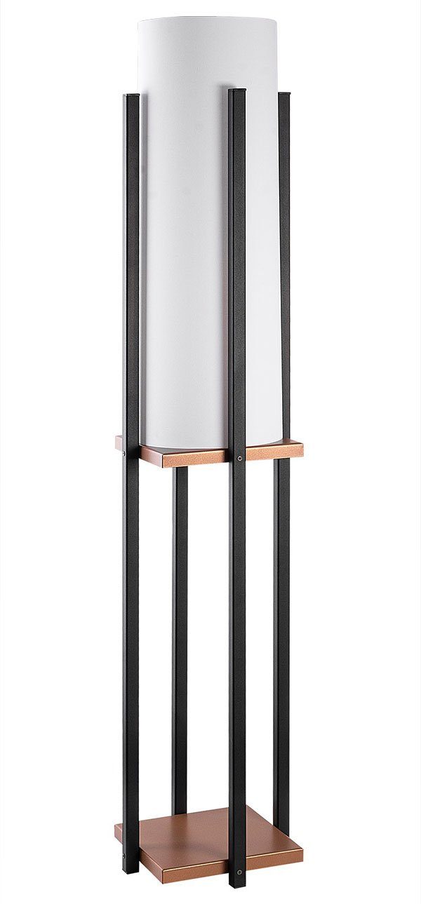 Feldmann-Wohnen Stehlampe, 25x25x130cm, 1 schwarz kupfer / Ablagefläche weiß matt LS 
