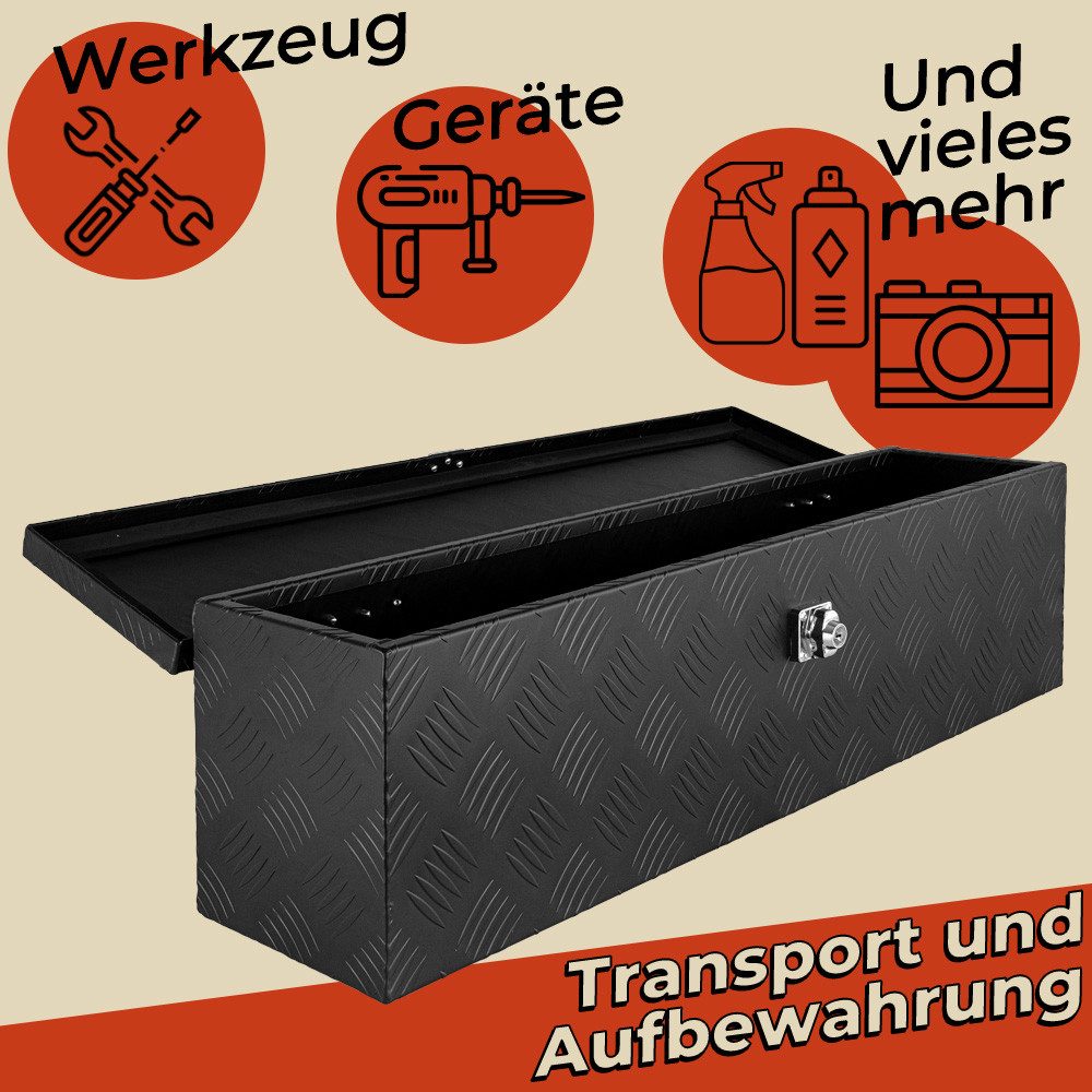 Trucky Anhänger-Deichselbox Deichselbox Werkzeugkasten Truckbox Alu Box Transportbox D035 Schwarz