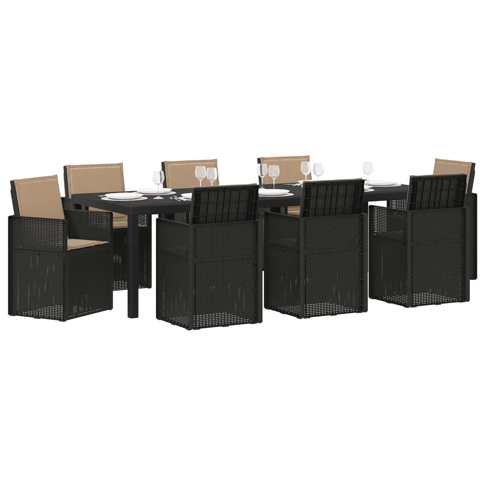vidaXL Gartenlounge-Set Garten Essgruppe mit Kissen 9 pcs Anthrazit und Taupe PP, (9-tlg)