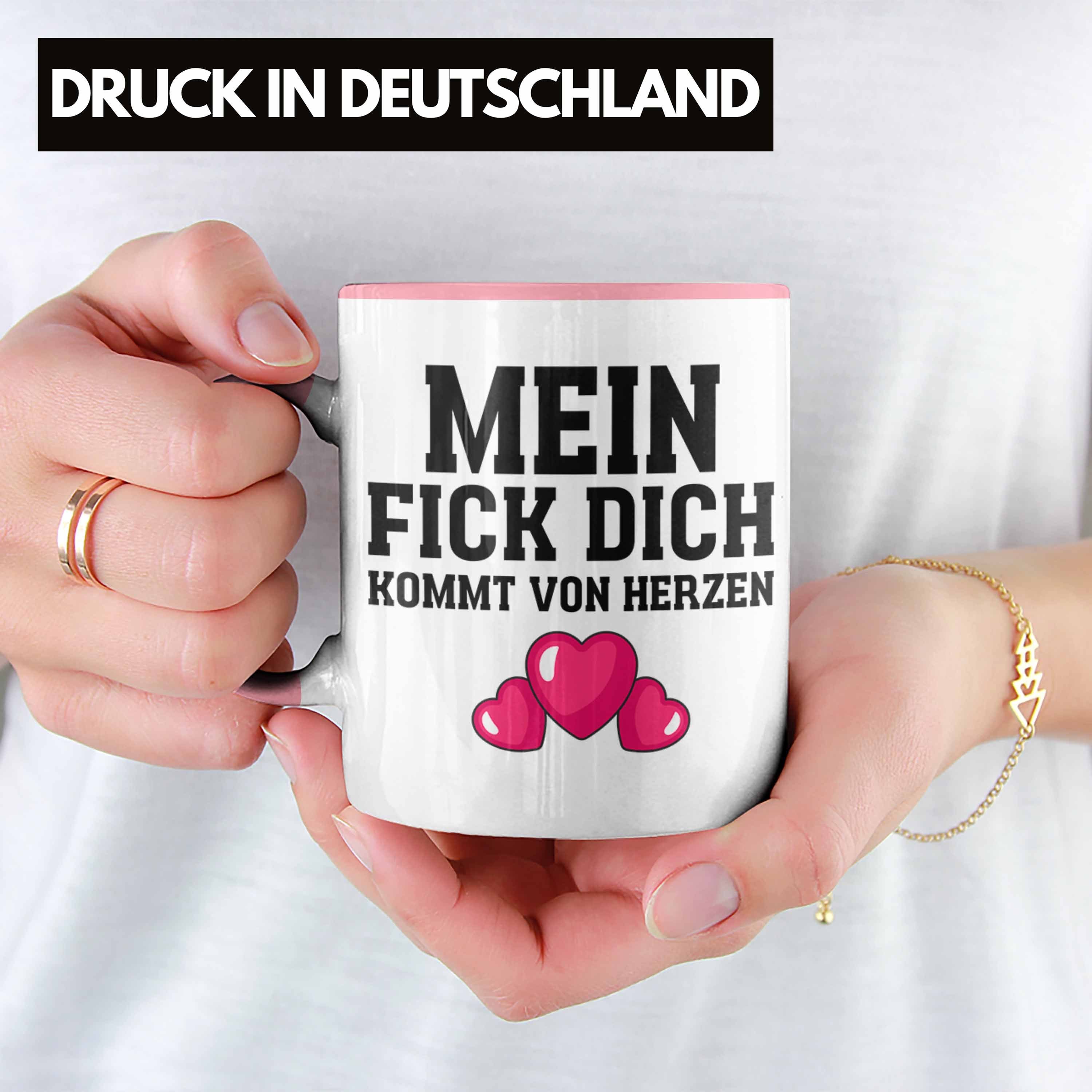 Trendation Tasse Trendation - Rosa Mein Tasse Kaffeetasse Kollege Kommt Spruch mit Kollegin Lustige Herzen Büro Von Dich Witzige F