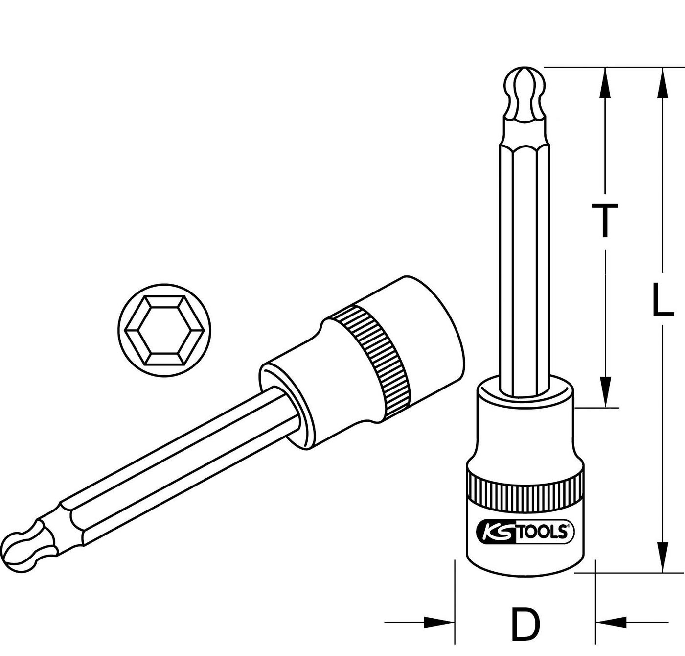 Thumbnail - KS Tools Bohrer- und Bitset 1/2" CHROMEplus Bit-Stecknuss XZN, lang, M16