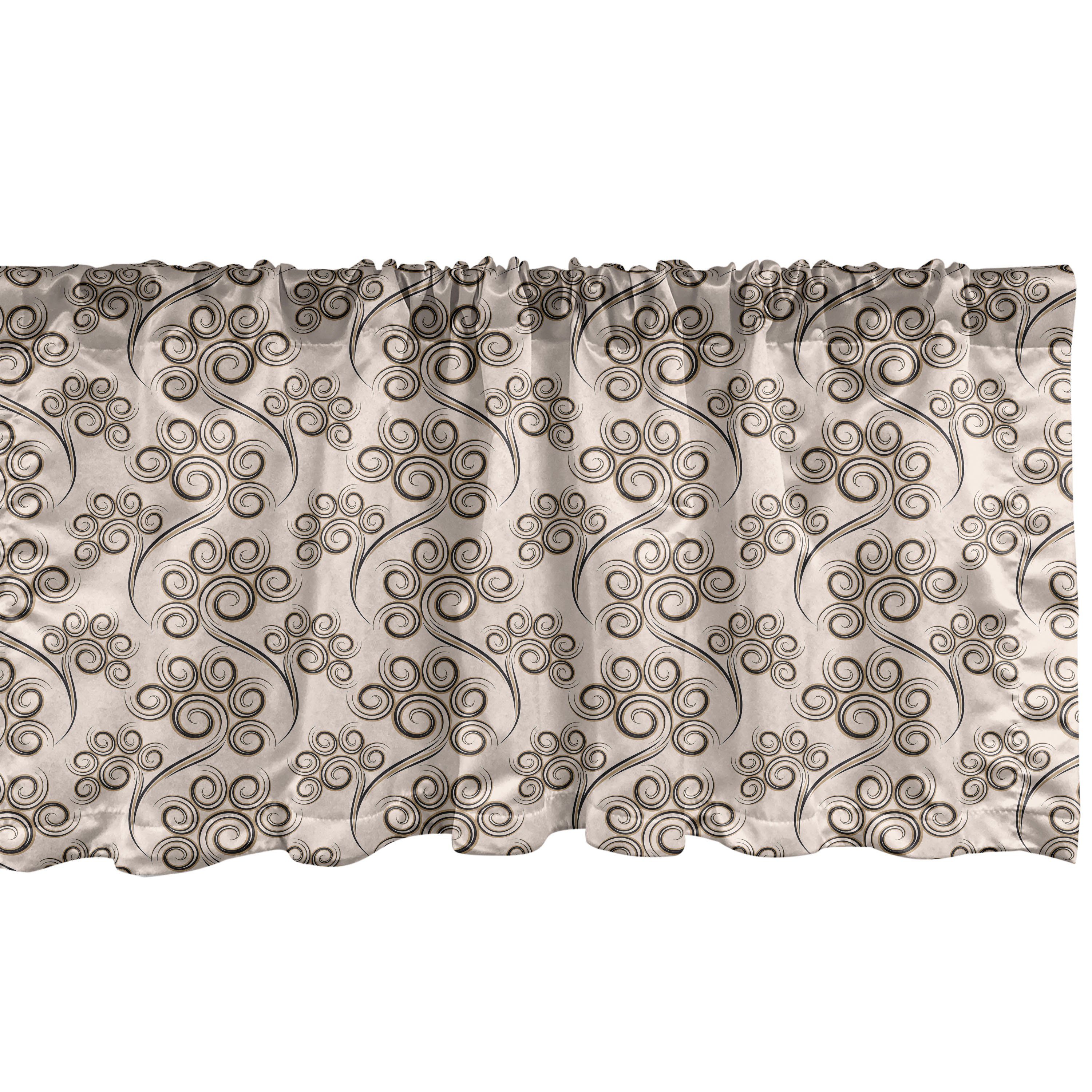 Scheibengardine Vorhang Volant für Küche Schlafzimmer Dekor mit Stangentasche, Abakuhaus, Microfaser, Abstrakt Kreisformen Blume