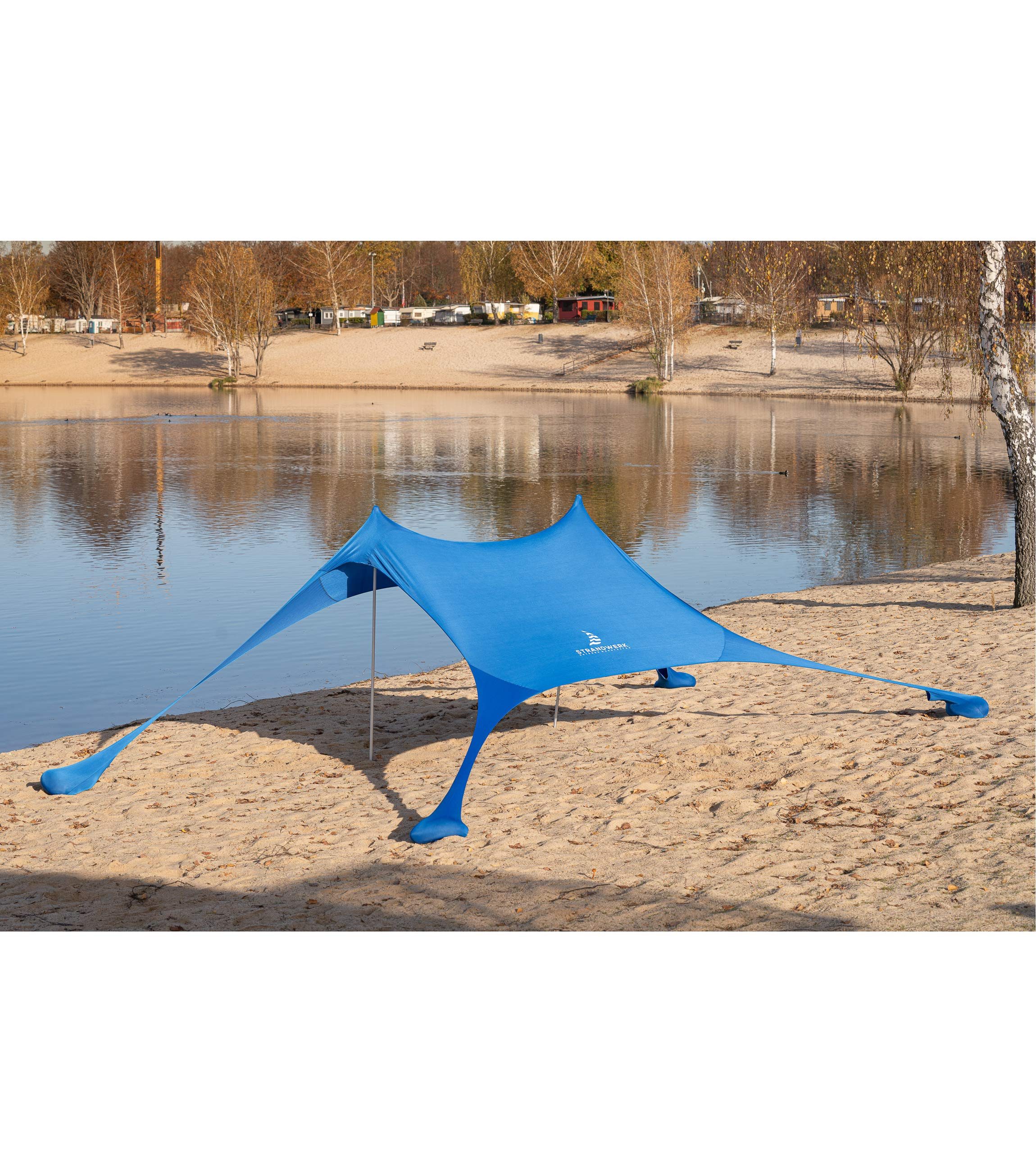 Strandwerk Strandmuschel Premium Lycra Strandzelt Pop-Up mit Alu-Stangen & Sandankern, Personen: 4