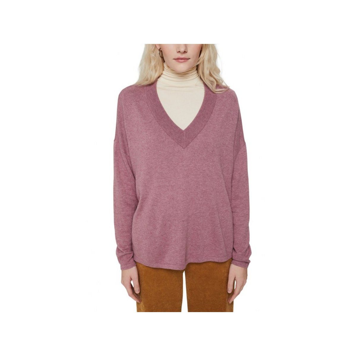 Longpullover Rollkragenpullover für Damen in mauve