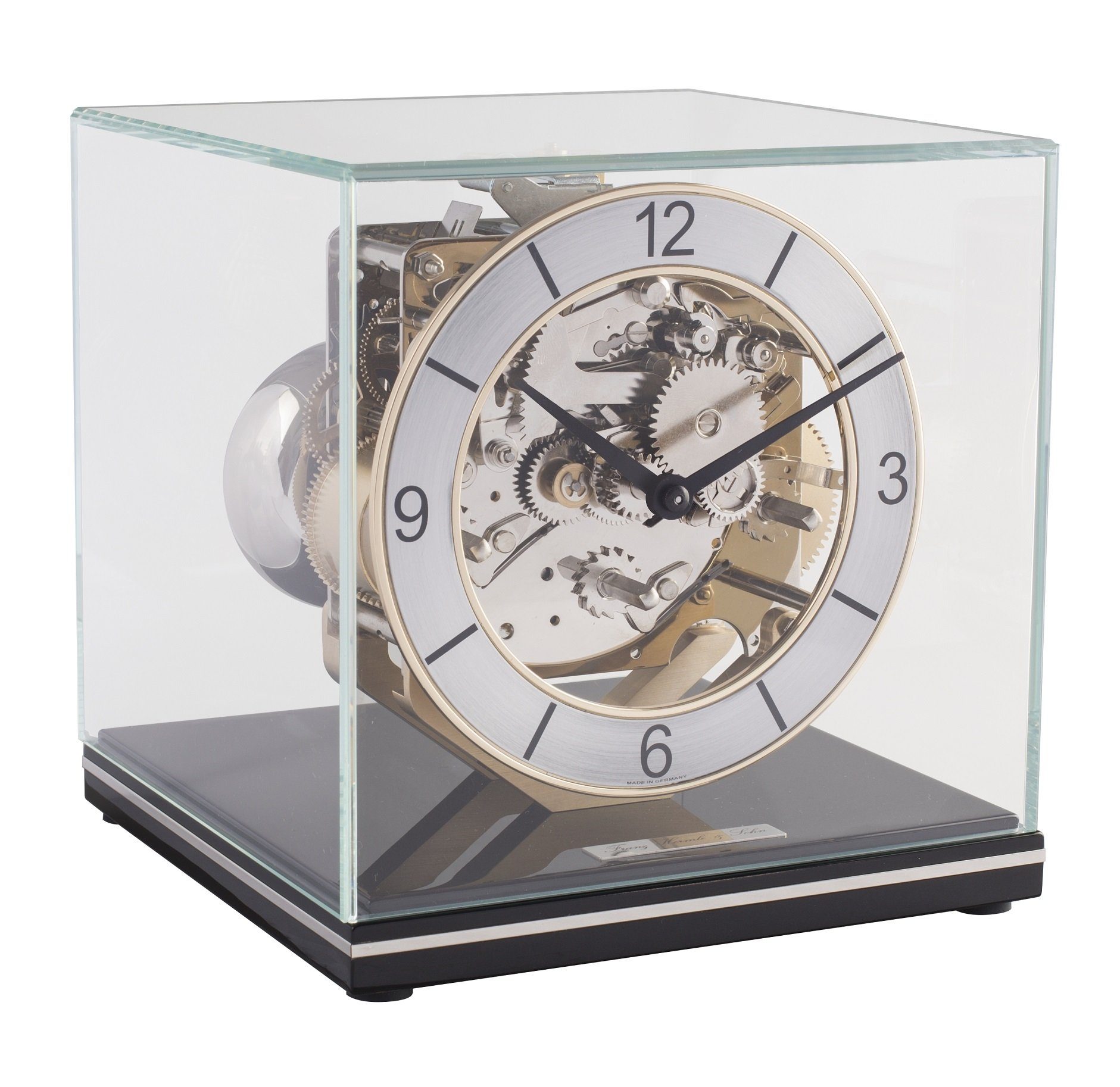 Hermle Tischuhr Hermle 23052-740340 optische Würfelform Werk unter Glas