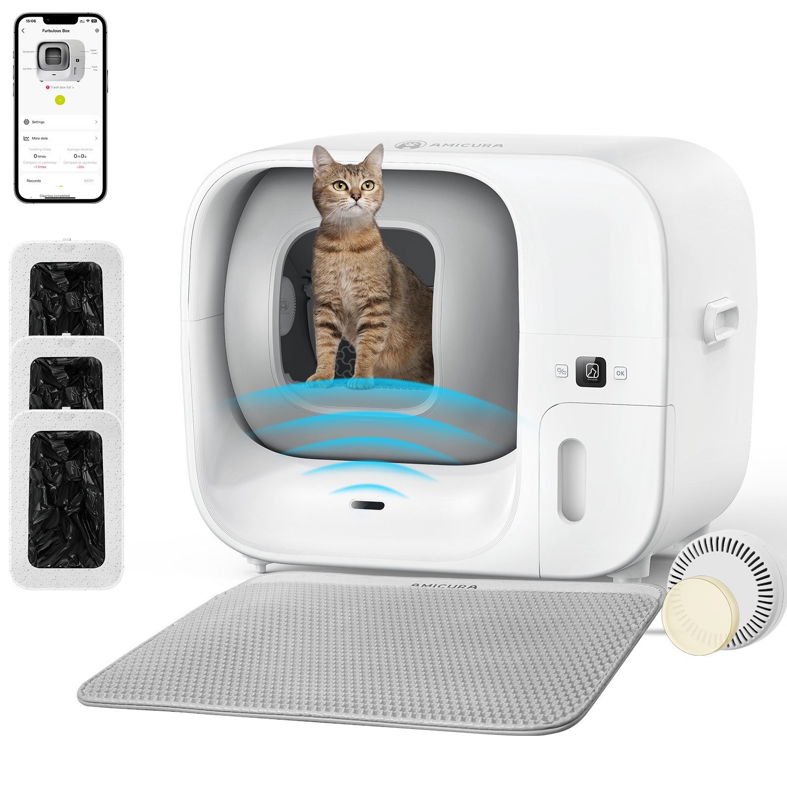 Katzentoilette Cura-Serie Selbstreinigendes Katzenklo mit App