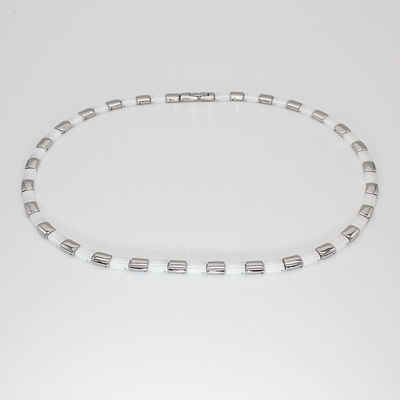 ELLAWIL Collier Collier / Halskette aus schwarzer Keramik und Edelstahl Damenkette (Kettenlänge 49 cm, Kettenbreite 6 mm x 3 mm), inklusive Geschenkschachtel