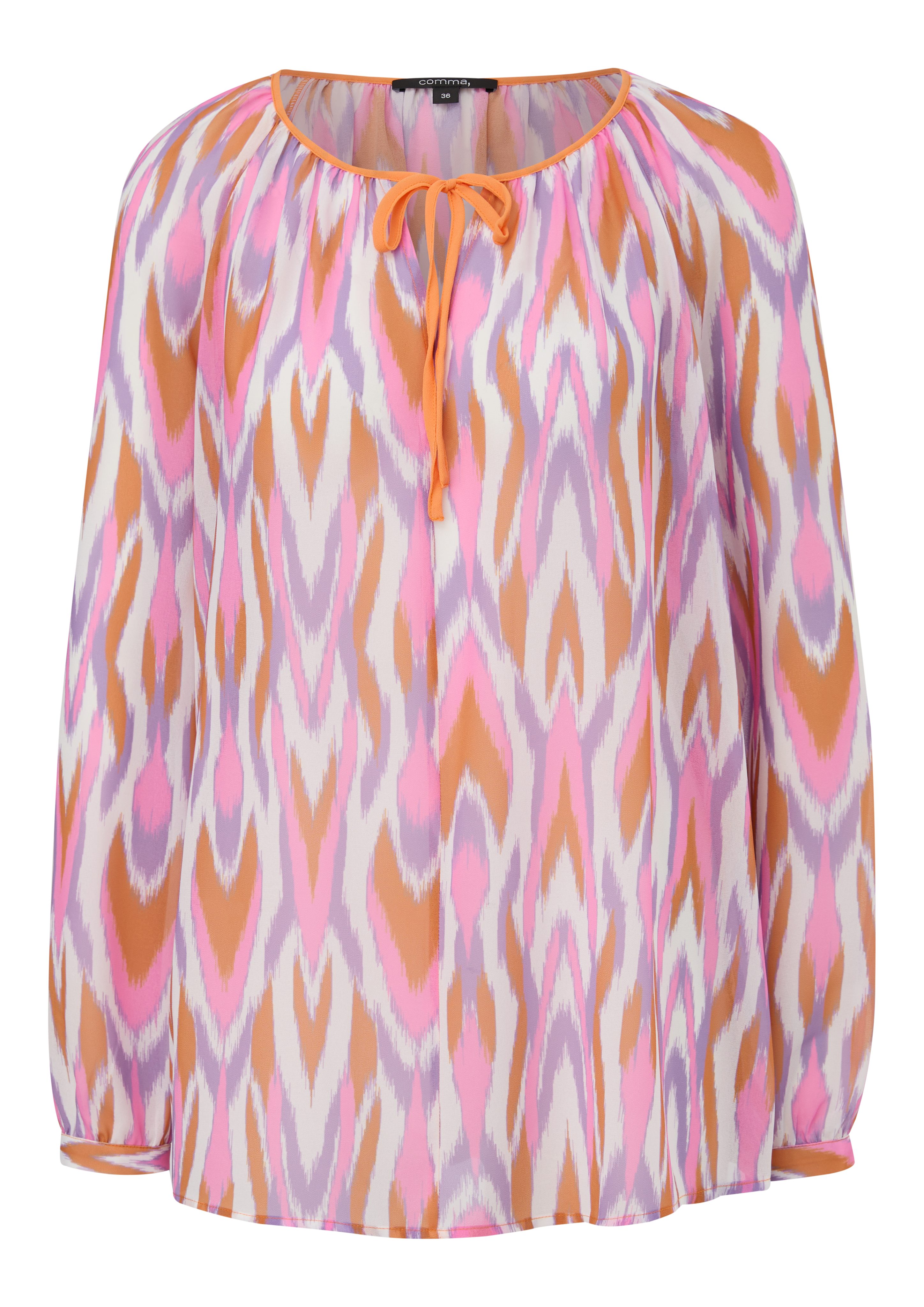 Langarmbluse Chiffonbluse mit Allovermuster