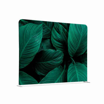 Showdown Displays Paravent 150-150 Doppel Botanische Grüne Blätter - Silberner Rahmen (1 St)