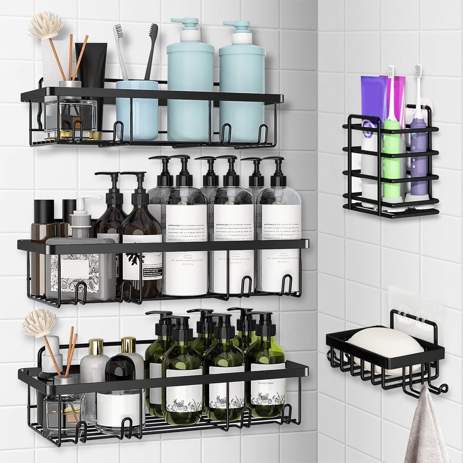 LuxusKollektion Duschablage Duschablage Set 5tlg Schwarz ohne Bohren, 1-tlg.