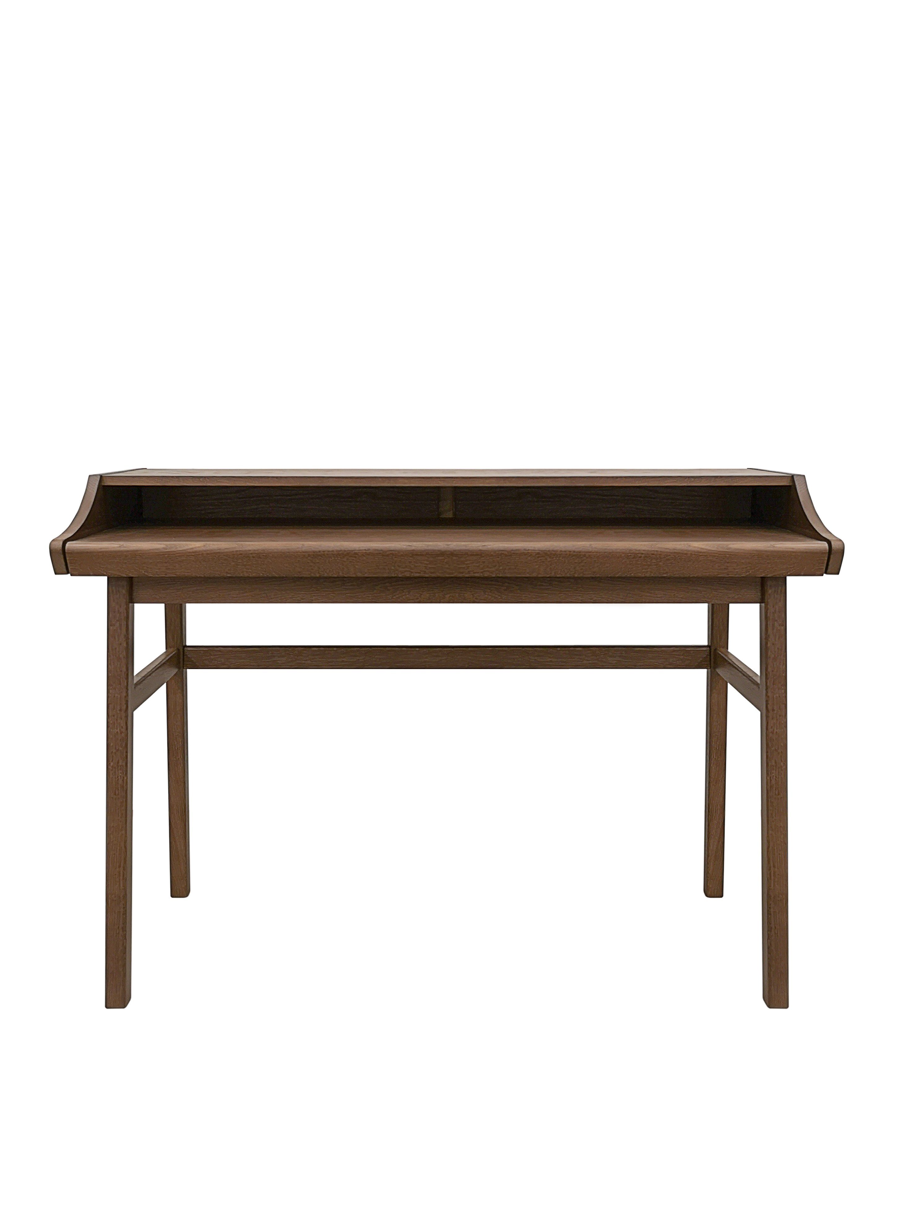 Woodman Schreibtisch Carteret, edles Holzfurnier aus Nussbaum, Gestell Massivholz, Breite 115 cm