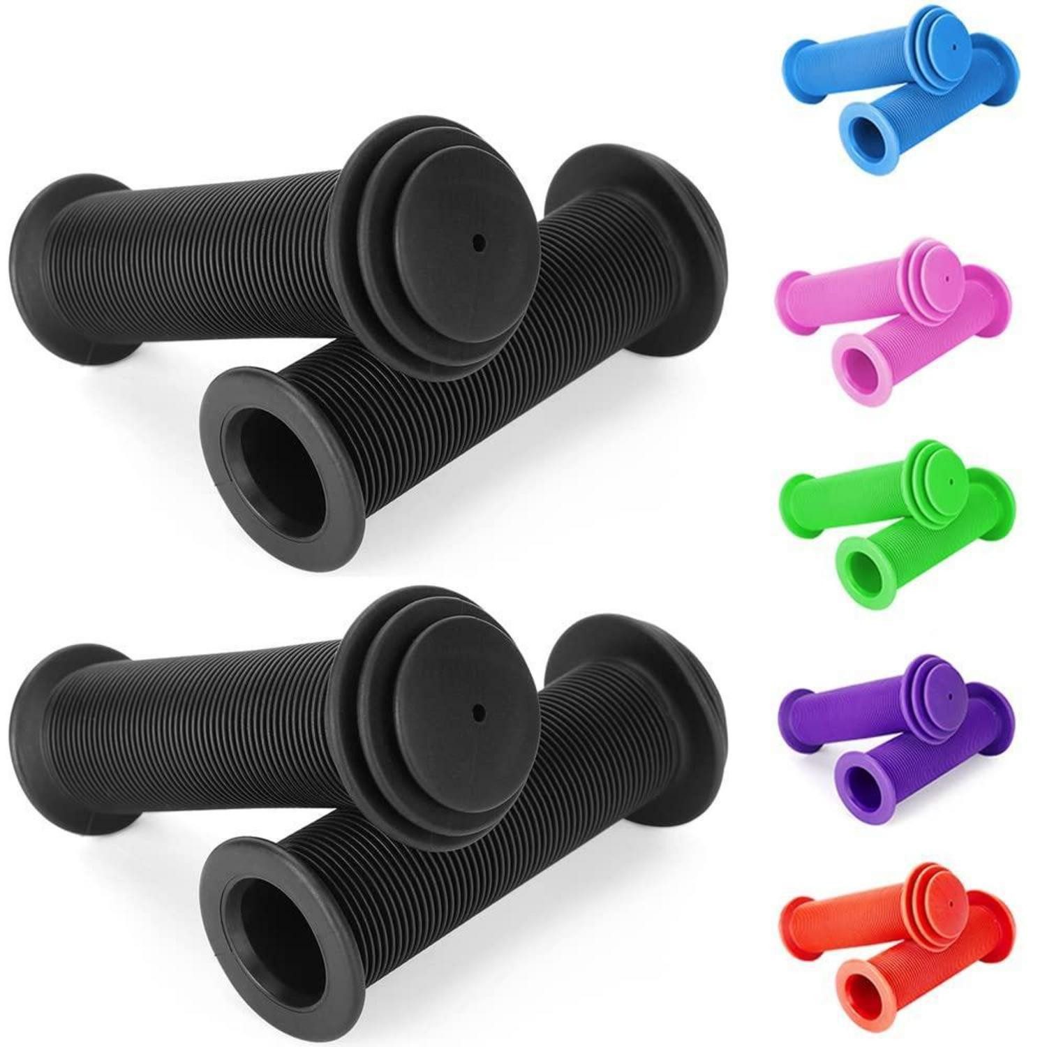 LuxusKollektion Fahrradlenker Fahrradgriffe Kinder 22mm Prallschutz 105mm Roller Dreirad Black 2Set