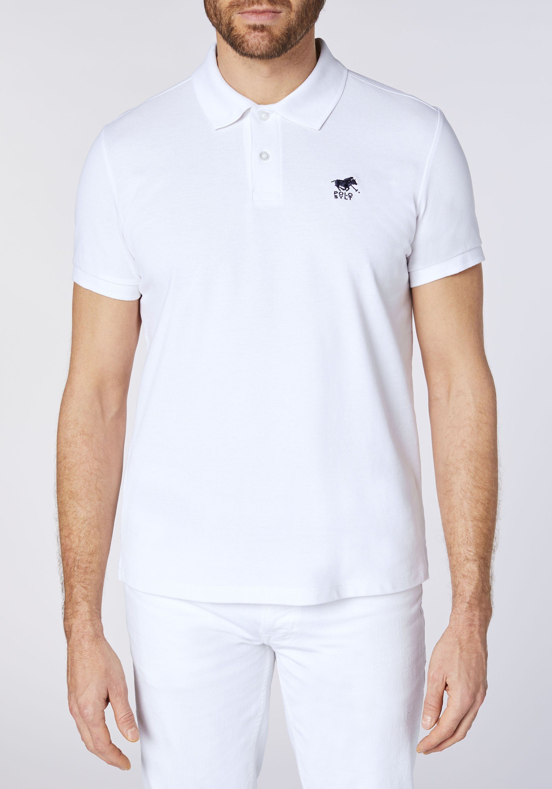 mit Polo Poloshirt White Sylt Logo-Stitching Bright