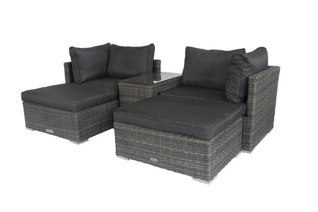 bellavista – Home&Garden® Loungeset Gartenmöbel Multifunktionslounge Samoa anthrazit, (Set, 13-tlg., 2x Ecksessel, 2x Hocker, 1x Tisch), Sondersdition, Multifunktionslounge, Gartensofa
