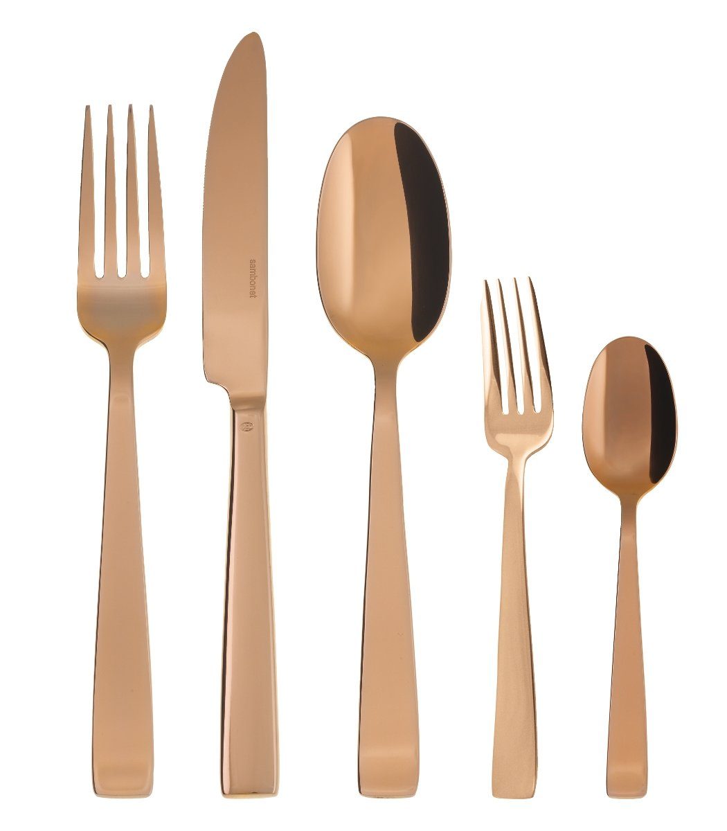 sambonet Besteck-Set Flat Edelstahl/PVD Kupfer Besteck 30tlg Vh., Edelstahl rostfrei, Besteck-Sets