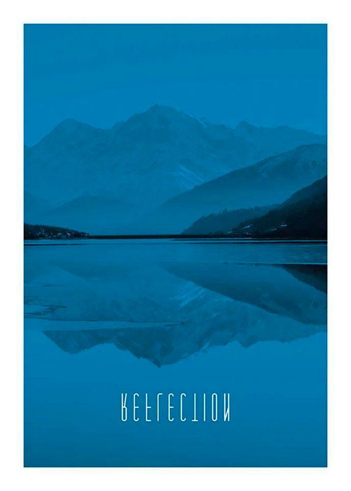 Lake Wohnzimmer (1 Kinderzimmer, Poster Schlafzimmer, Reflection Komar St), Blue, Word Natur