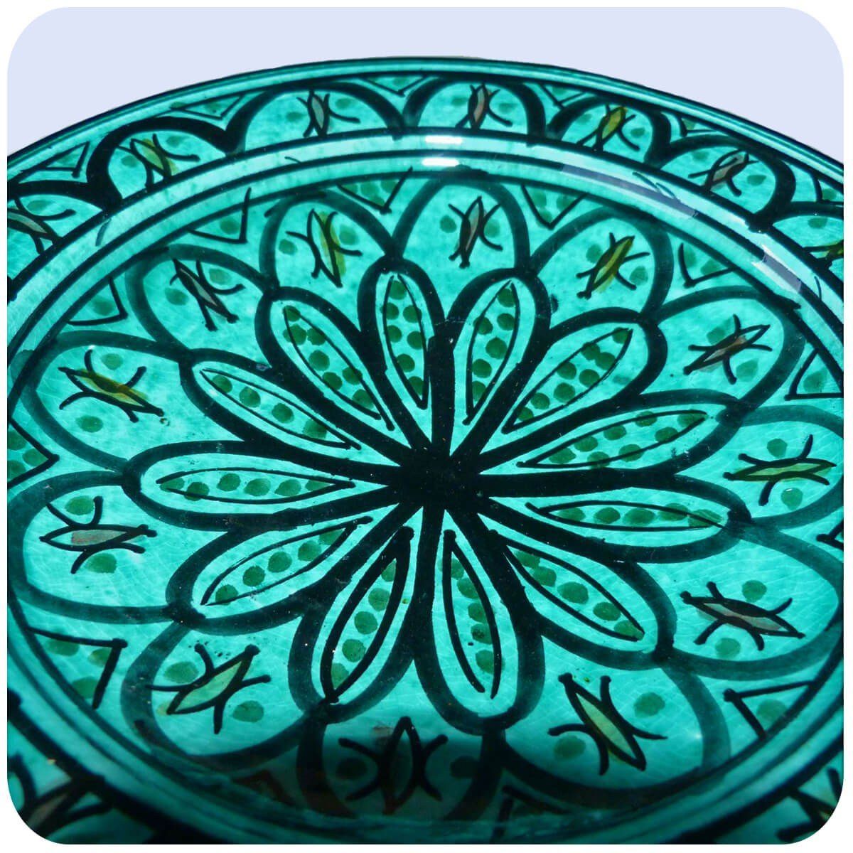 Grün Teller Handbemahlt Orientalischer Teller mittel, SIMANDRA Keramik