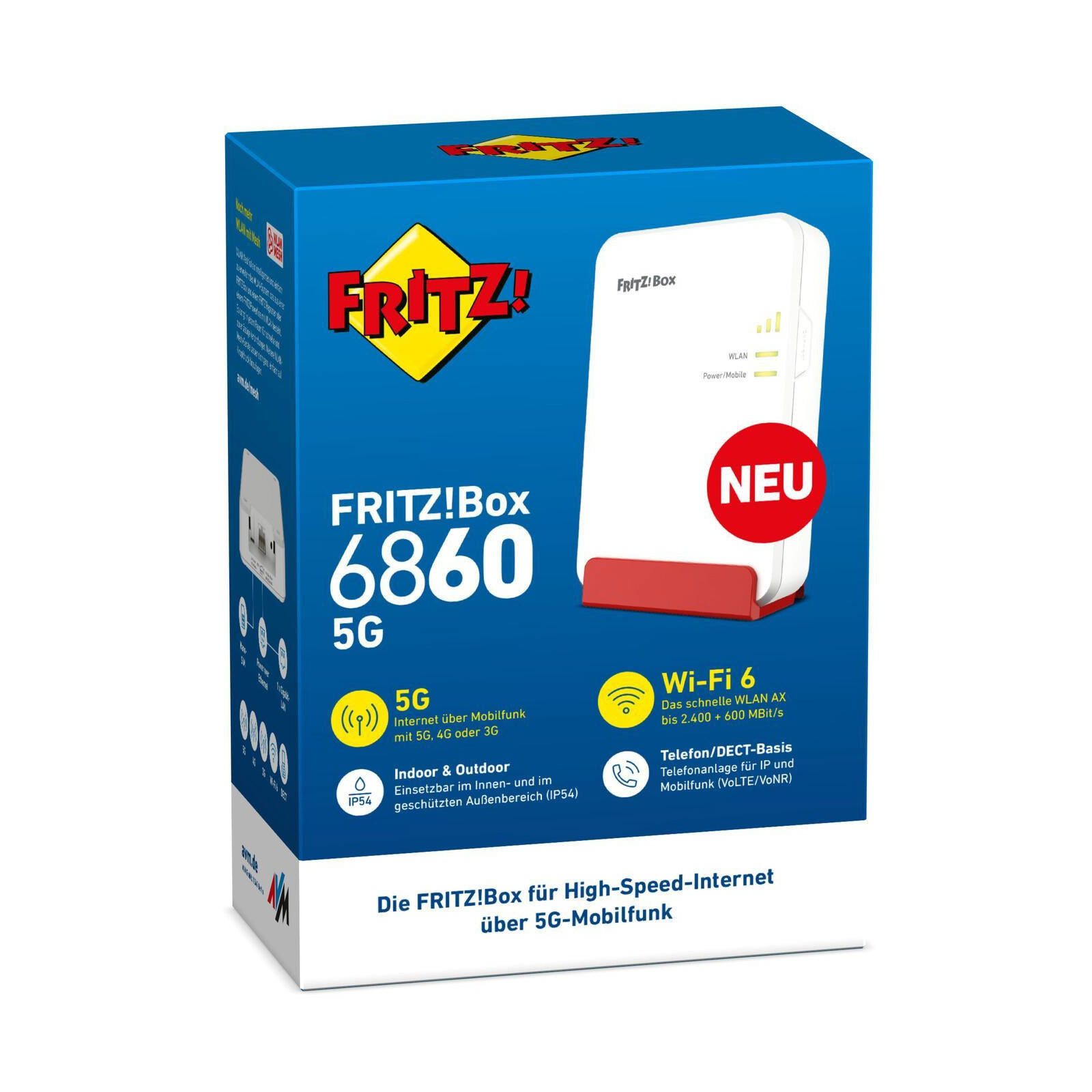 Fritz! FRITZ!Box 6860 5G WLAN-Router, Zukunftssicher mit IPv6