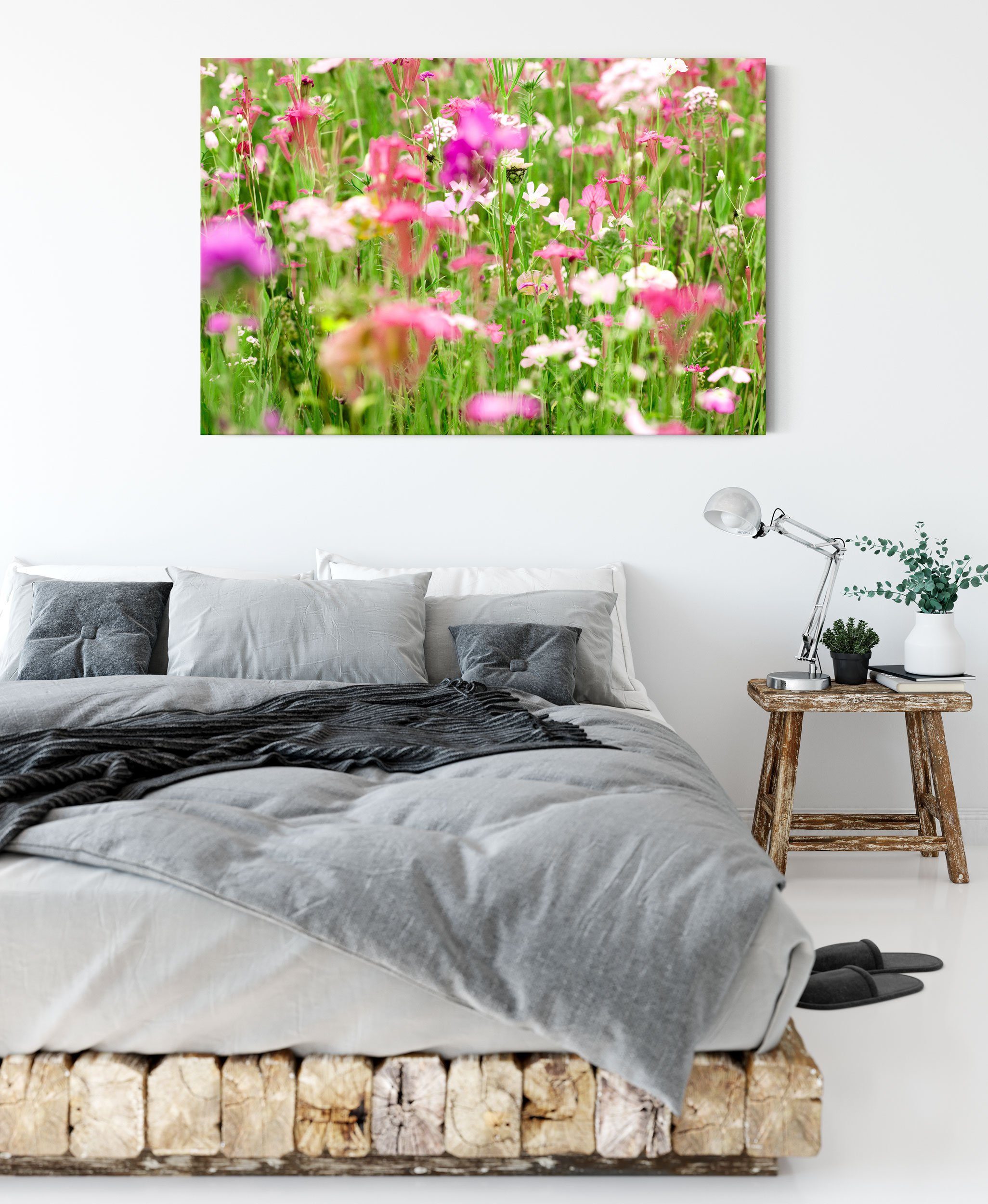 (1 fertig Leinwandbild Wundervolle Zackenaufhänger inkl. St), Blumenwiese Pixxprint Wundervolle Blumenwiese, bespannt, Leinwandbild