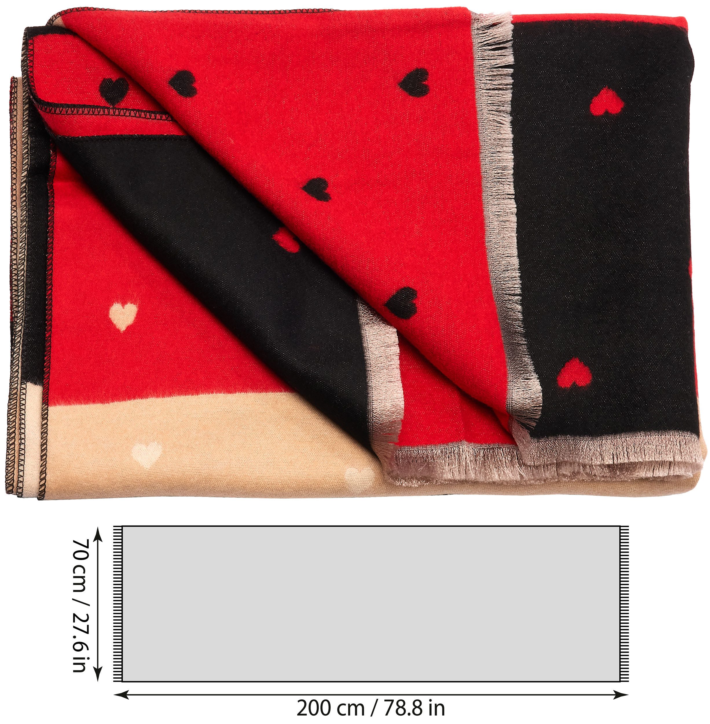 BRUBAKER Schal Cashmirillo Damen Schal mit Herz Muster - 70 x 200 cm, (Weiches Kaschmir-Gefühl, 1-St. für Herbst und Winter), Warm, Kuschelig und Oversized - He – Bild 5 von 5