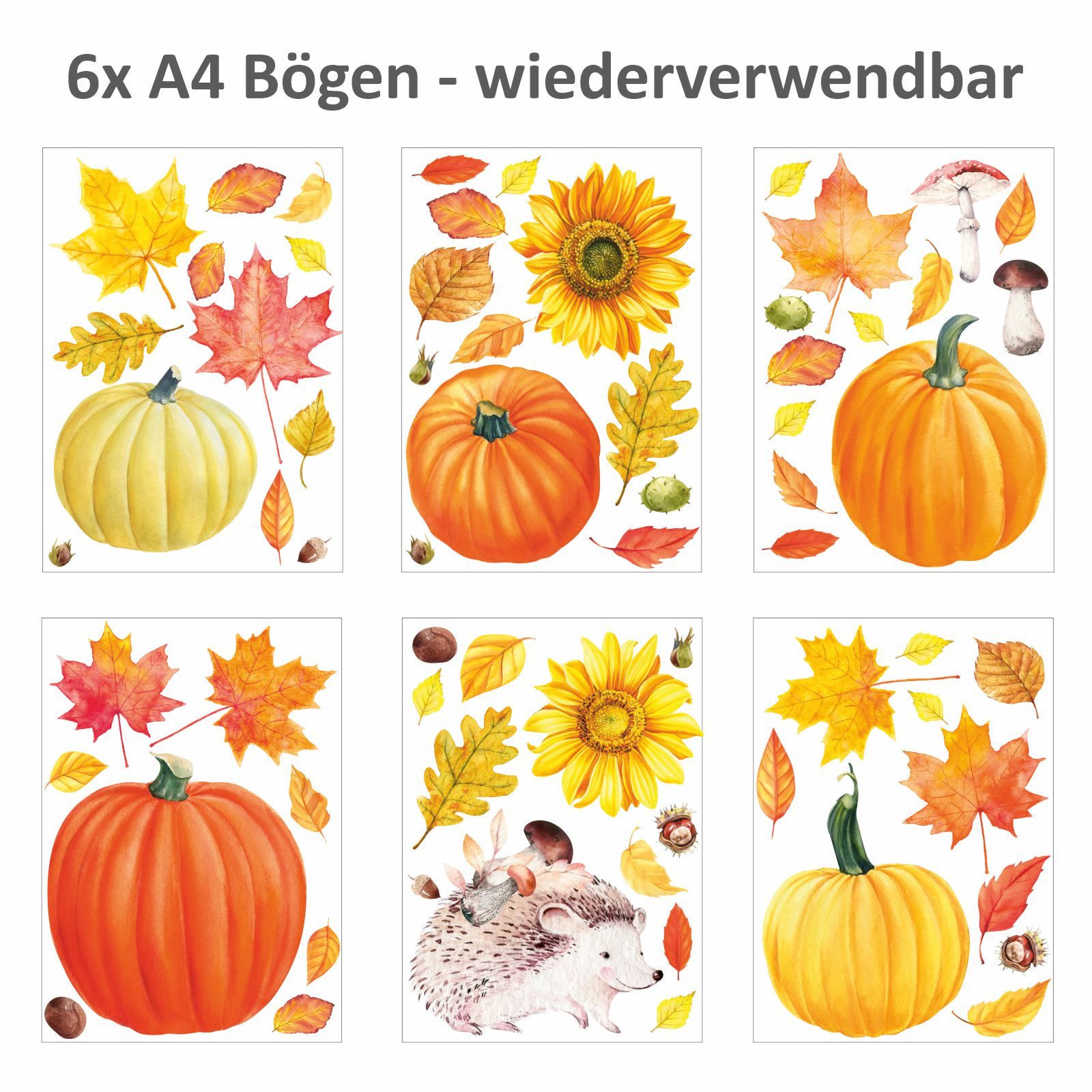 nikima Fensterbild Fensterbilder Herbst selbstklebend - Statisch Haftende PVC Aufkleber