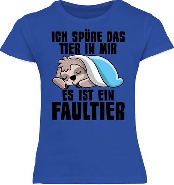 Shirtracer T-Shirt Ich spüre das Tier in mir es ist ein Faultier Statement Sprüche Kinder