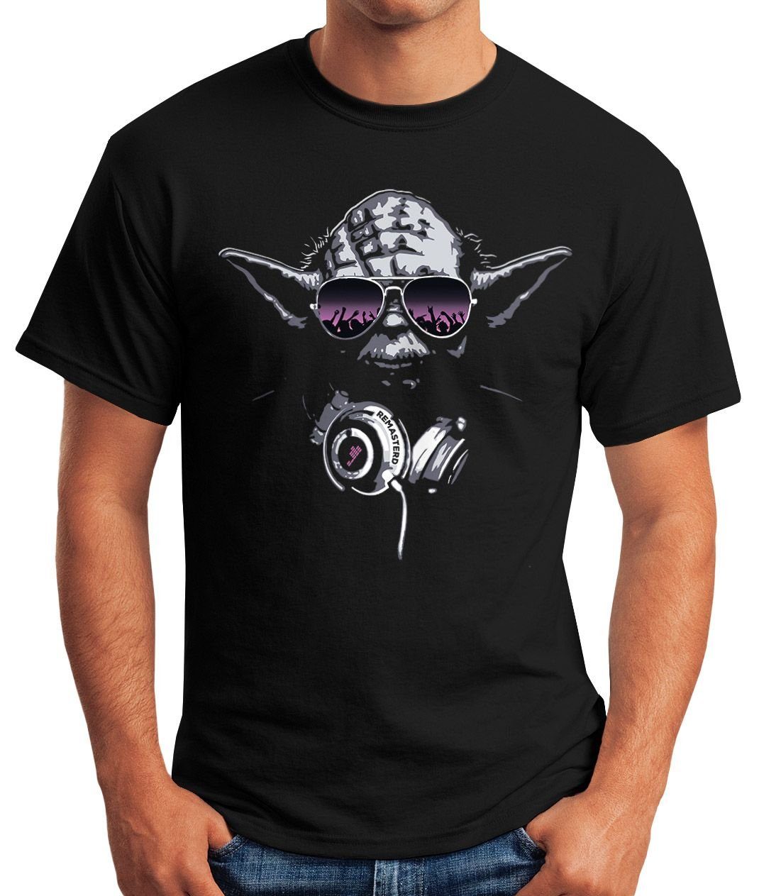 MoonWorks Print-Shirt Herren T-Shirt - Deejay DJ Yoda Remastered - mit Print