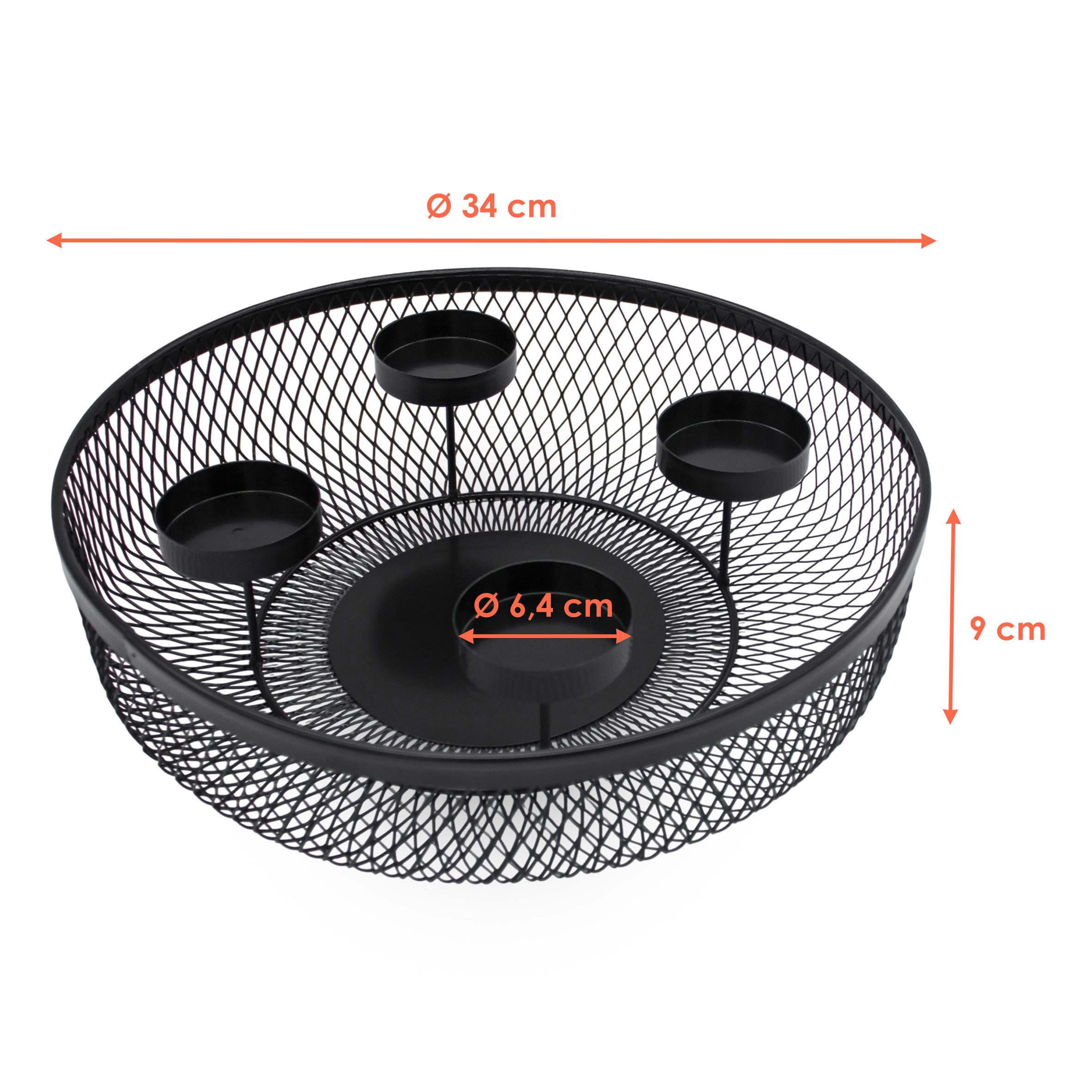 Spetebo Adventskranz Metall Gitter schwarz - 34 cm - Kerzenständer Kranz, m günstig online kaufen