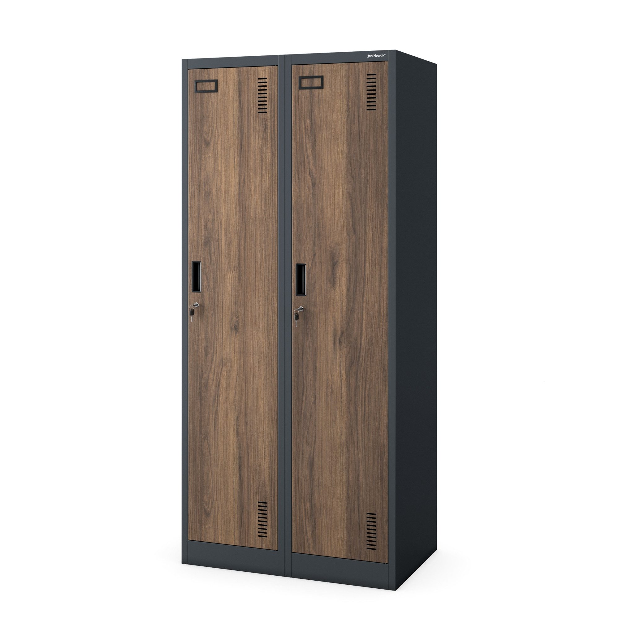 Jan Nowak Mehrzweckschrank Metall Umkleideschrank 80 cm KACPER 4 Fächer Kleiderstange (Spind Personalschrank Arbeitsraum Fitness Umkleide Sozialraum, 0,6 mm 180 x 80 x 50 cm Lüftungsschlitze Wandmontage robust) Haken abschließbar Zylinderschloss langlebig 13 Farben Stahl