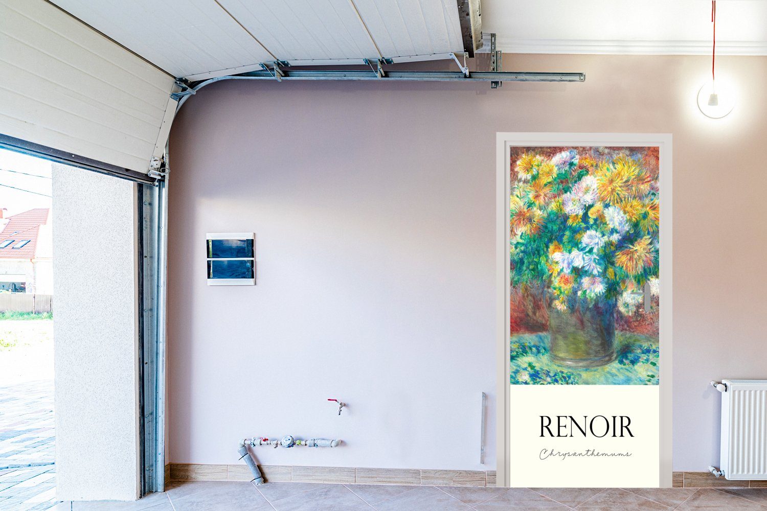 MuchoWow Türtapete Renoir - Chrysantheme bedruckt, - Gemälde, St), 75x205 (1 für cm Matt, Türaufkleber, Tür, Fototapete