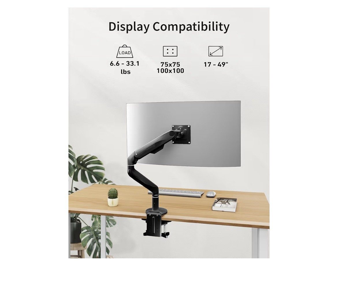 UE Stock GmbH Monitor-Halterung Ergounion 17 bis 49 Zoll höhenverstellbar & schwenkbar, (bis 49 Zoll, robuste Stahl-Aluminium, 360° drehbar, Voll Verstellbar)