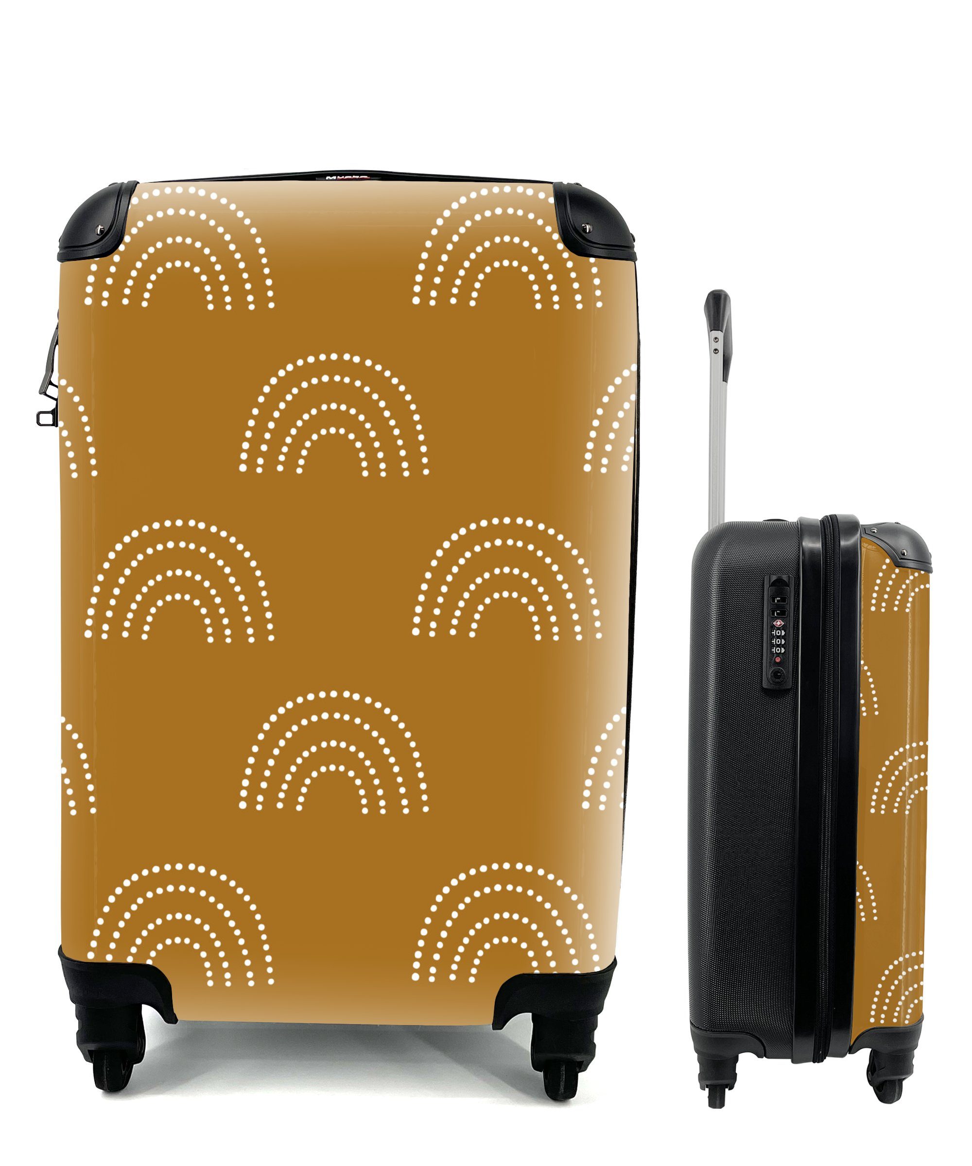 MuchoWow Handgepäckkoffer Design - Regenbogen - Tupfen, 4 Rollen, Reisetasche mit rollen, Handgepäck für Ferien, Trolley, Reisekoffer