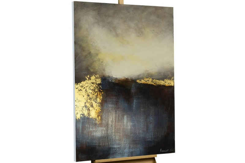 KUNSTLOFT Gemälde Mountainside by Dawn 80x120 cm, Leinwandbild 100% HANDGEMALT Wandbild Wohnzimmer