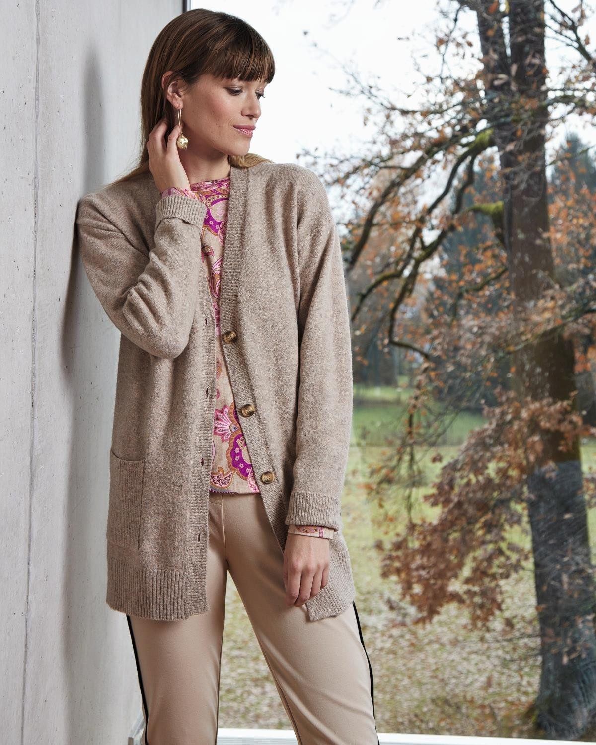 Hajo Kurzmantel Long-Cardigan geknöpft