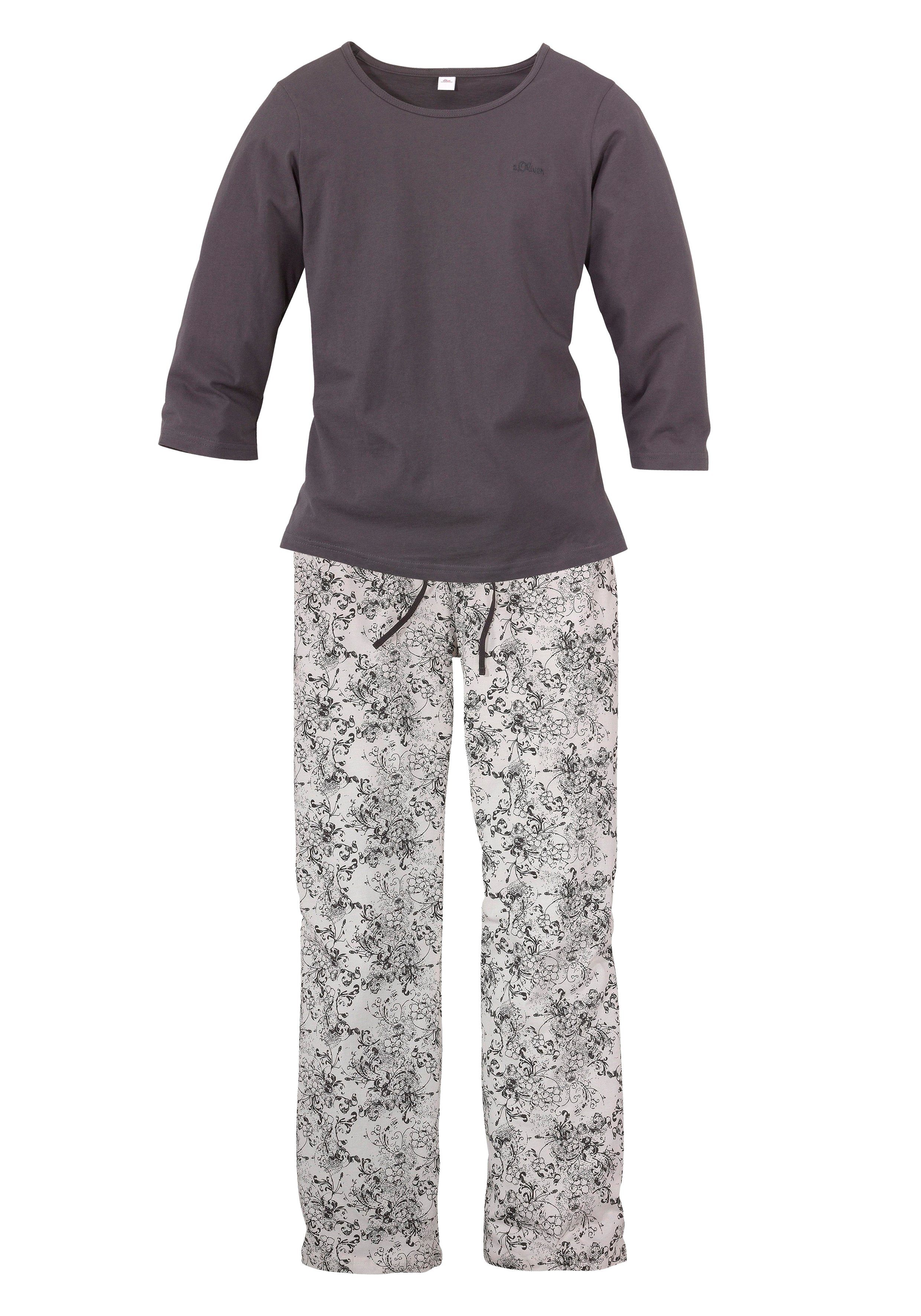 s.Oliver Pyjama (2 tlg) mit feinem Blumenmuster günstig online kaufen