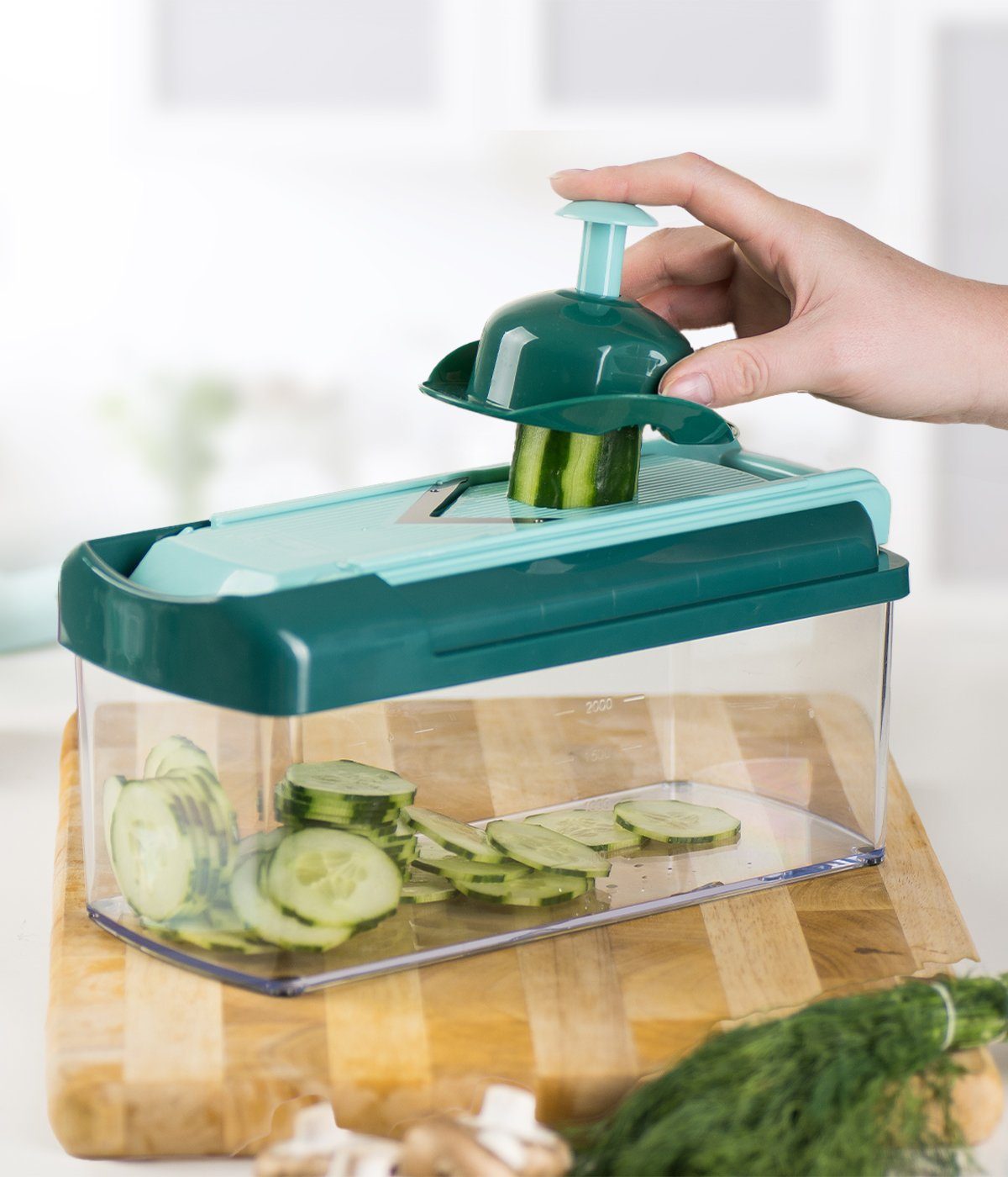 Genius Gemüsehobel Nicer Dicer Fusion Slicer, (passend zum Nicer Dicer Fusion), Verstellbarer Hobel mit V-Klinge aus Edelstahl – Bild 4 von 5