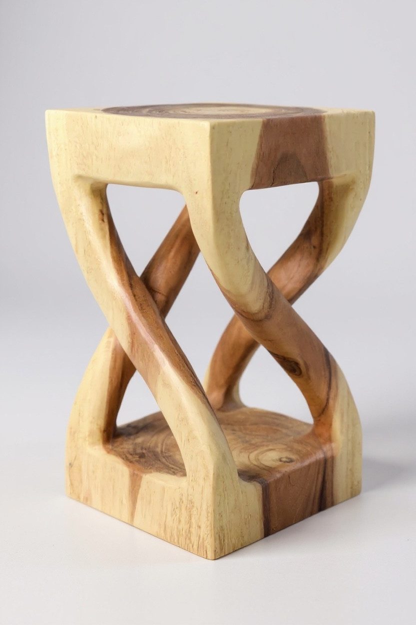 FaHome Beistelltisch Holz: Handgefertigter, Vielseitiger & Hochwertiger Holzhocker, (50cm x 28cm x 28cm) Massiv