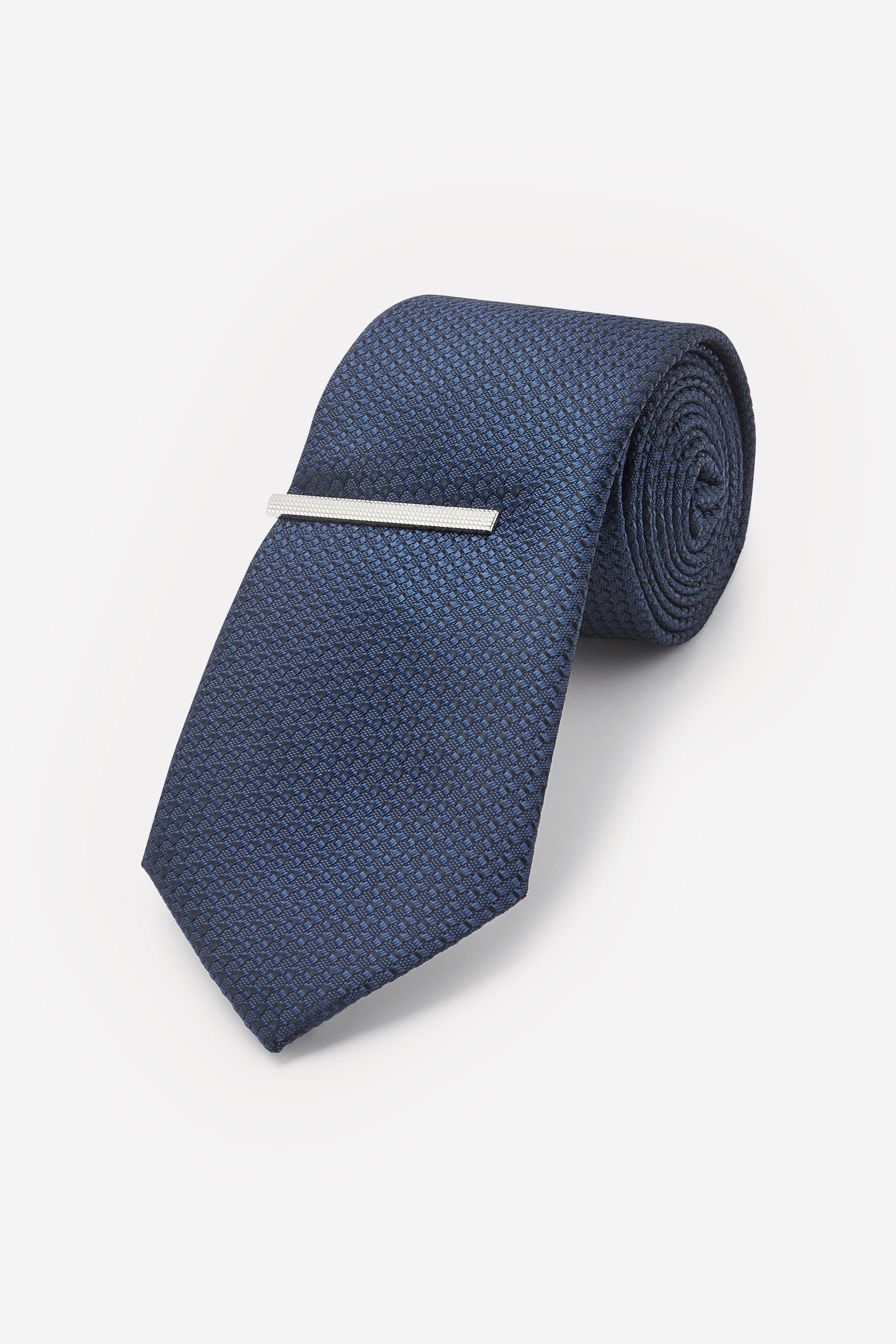 Navy Recyclingstoff aus Krawattenklammer (2-St) mit Next Krawatte Krawatte Blue