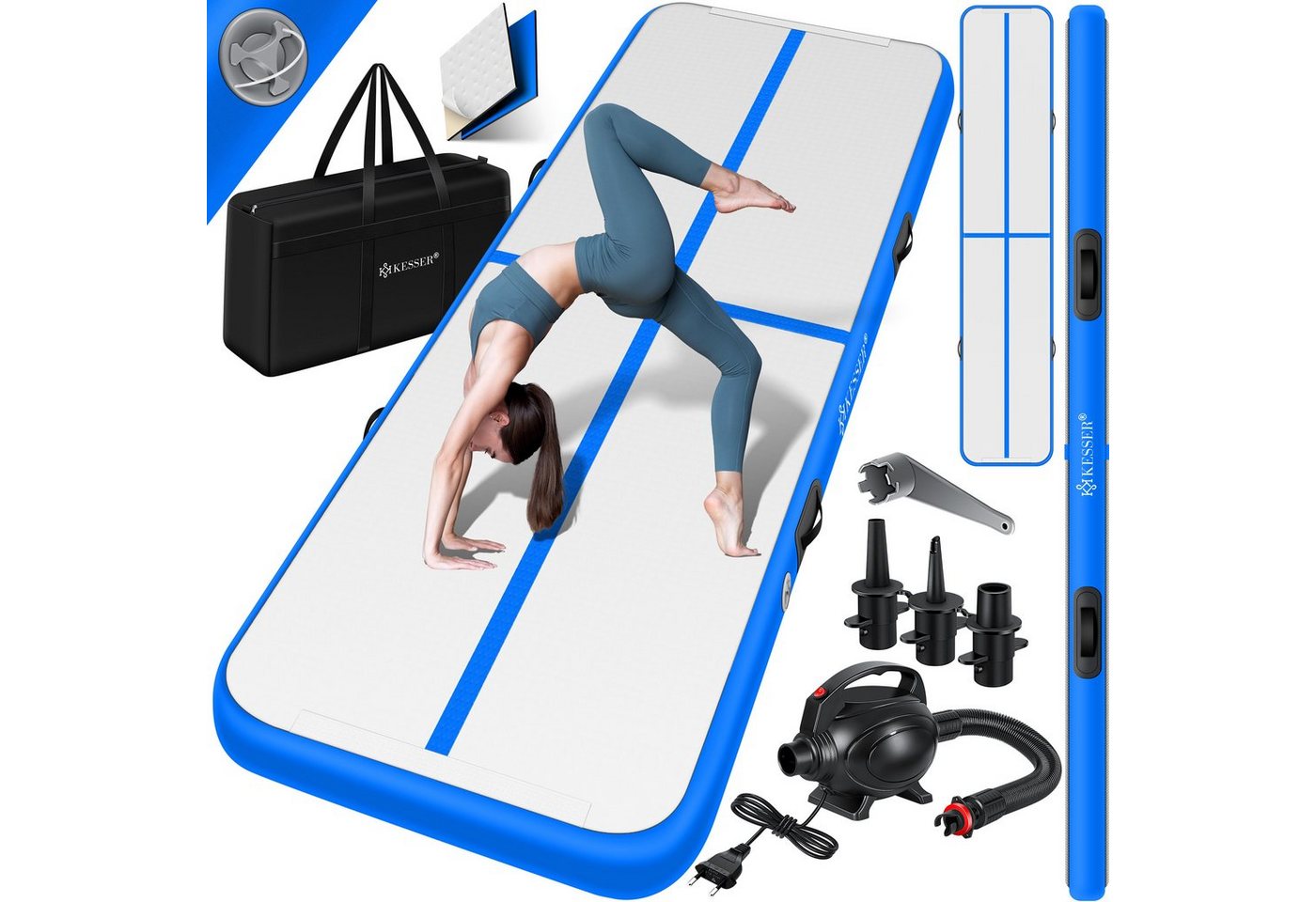 KESSER Turnmatte, Turnmatte Aufblasbar Airtrack Fitness-Matte Gymnastikmatte