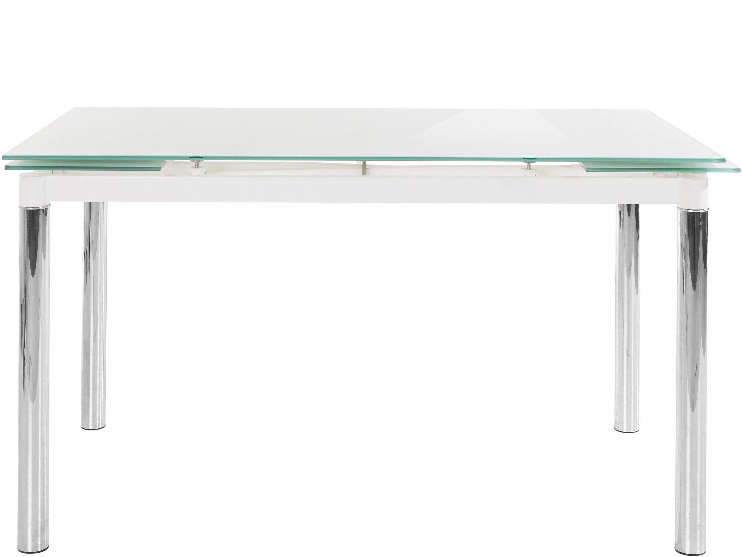 loft24 Esstisch Pippa, Tischplatte aus Glas, Chrom Optik, verlängerbar bis 200 cm