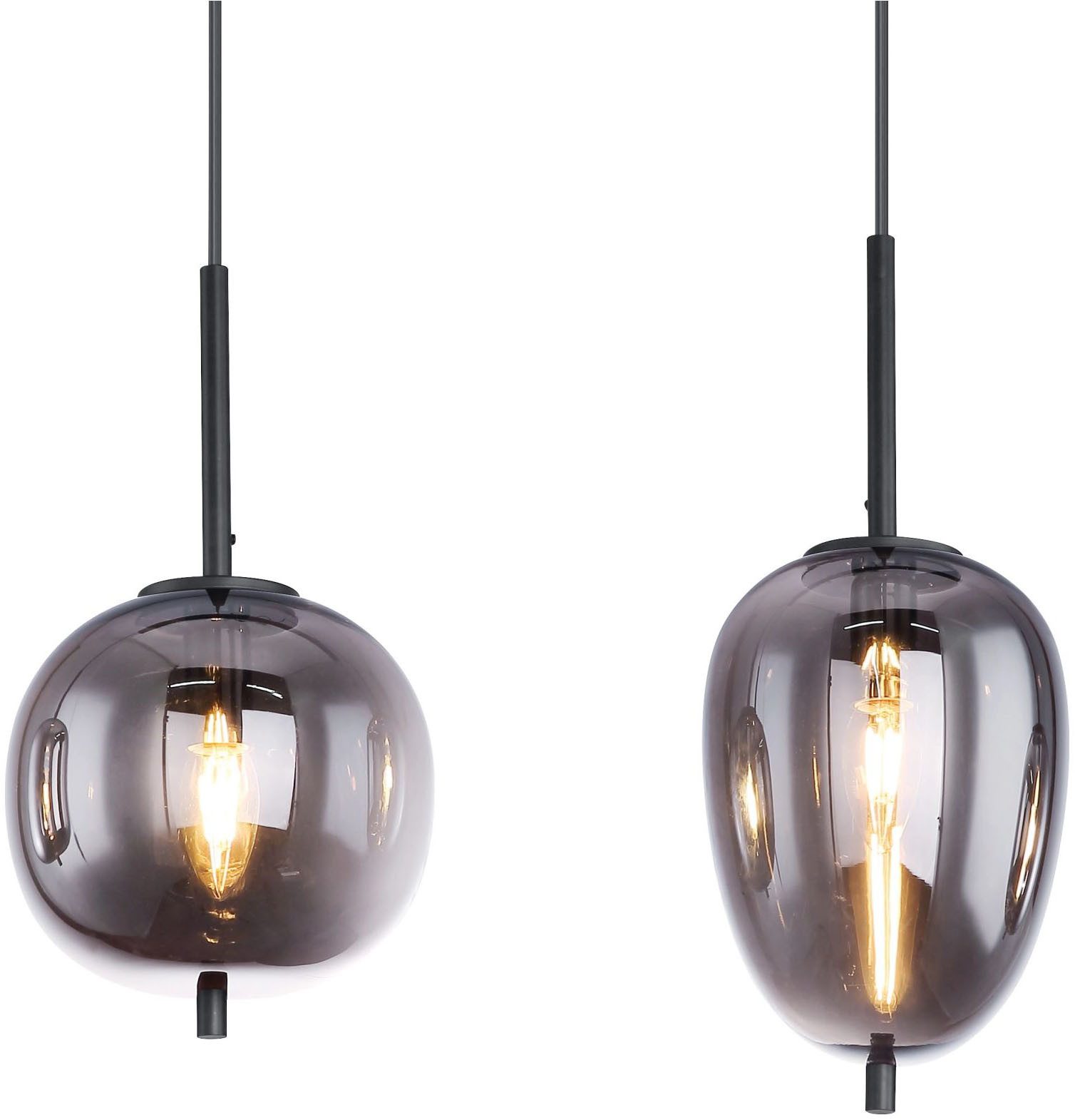 GLOBO LIGHTING Pendelleuchte BLACKY, ohne Leuchtmittel, Hängelampe, Hängeleuchte, verschiedene Gläser, modern, Essbereich